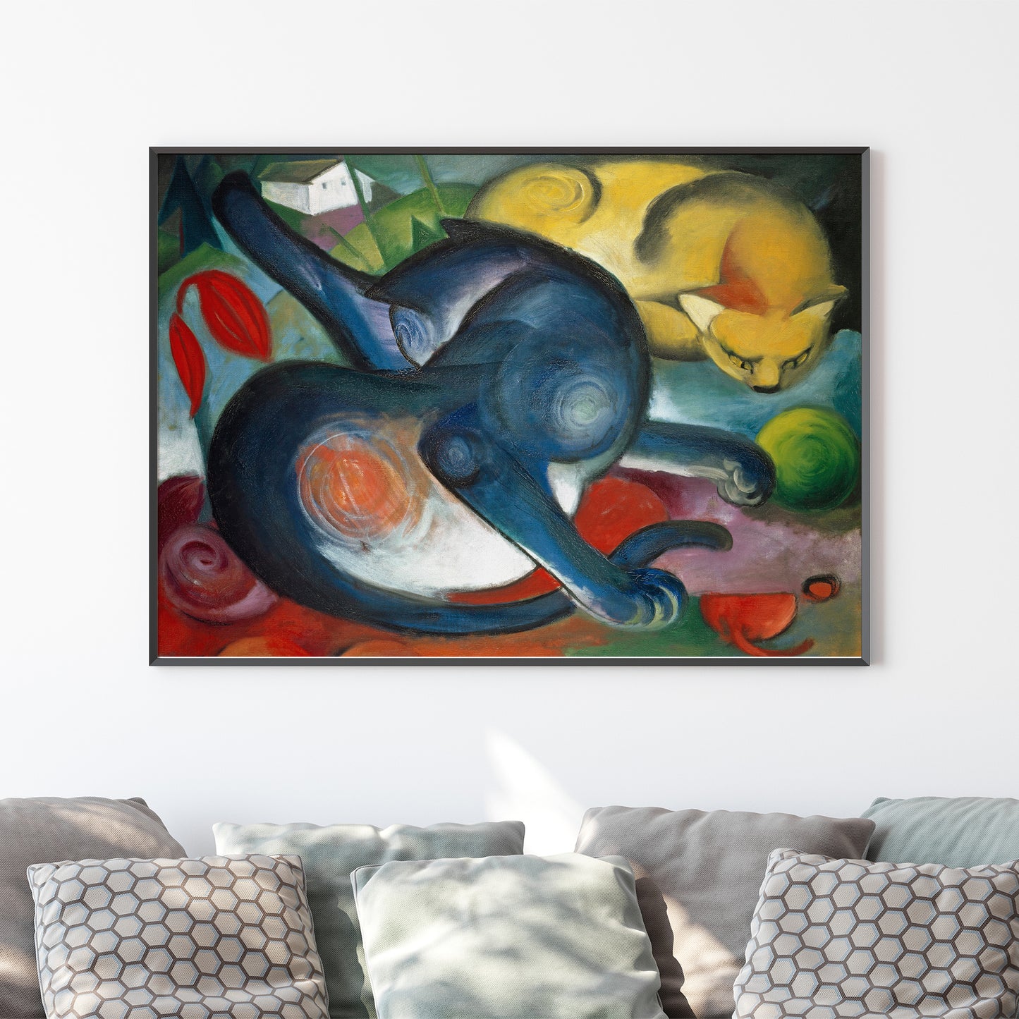 Two cats, blue and yellow (1912) by Franz Marc