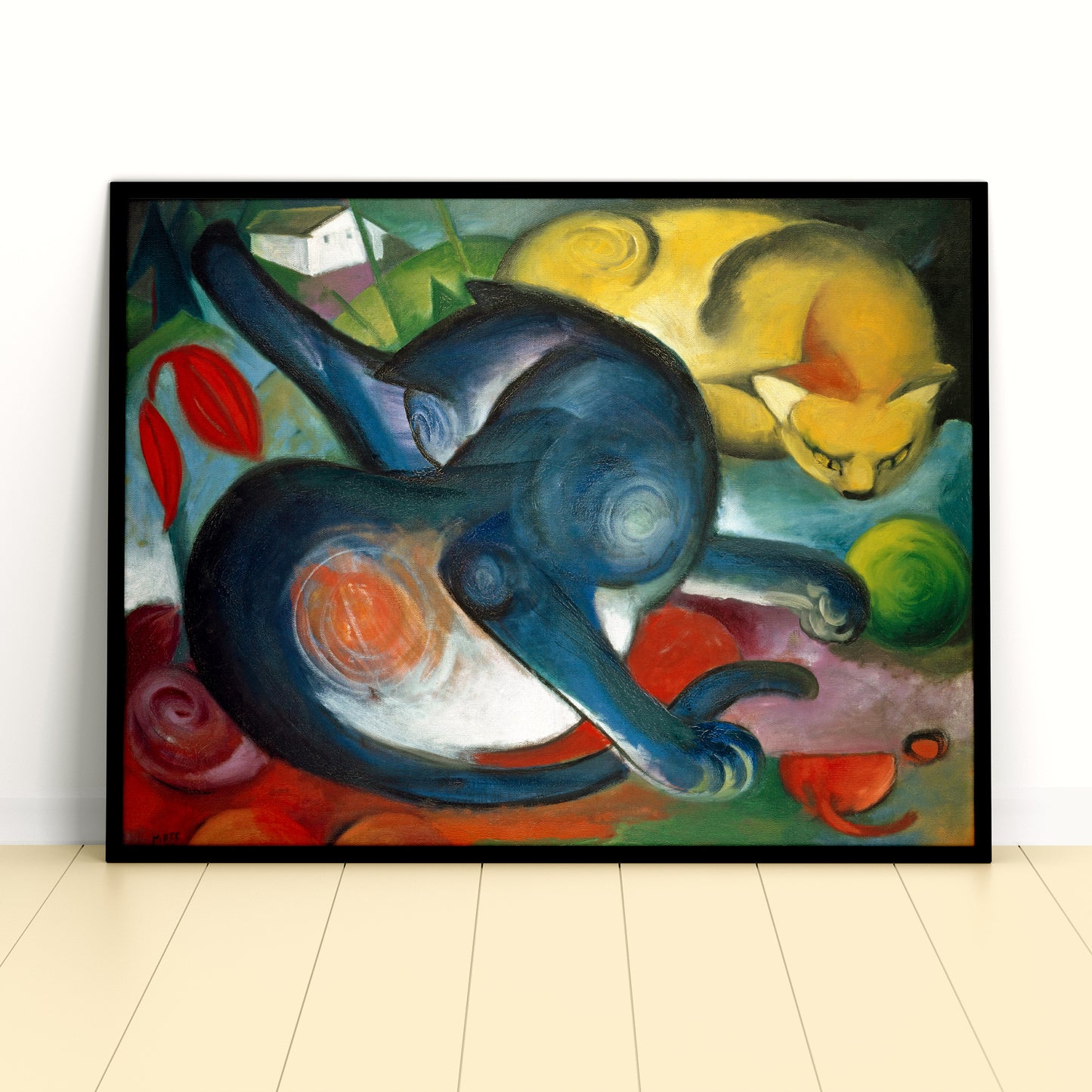 Two cats, blue and yellow (1912) by Franz Marc