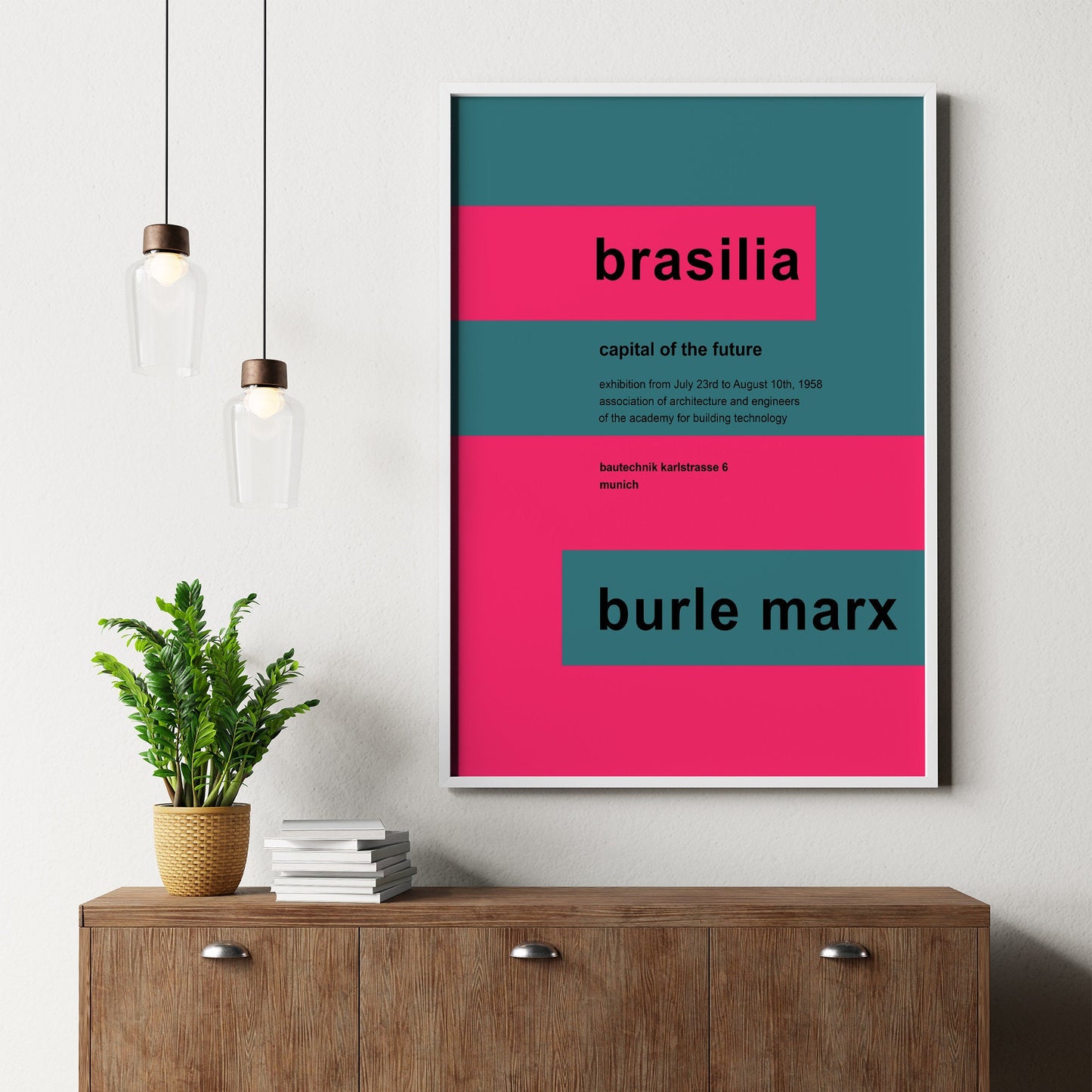 Architecture and Engineer Exhibition Poster, 1958 Brasilian Art by Burle Marx