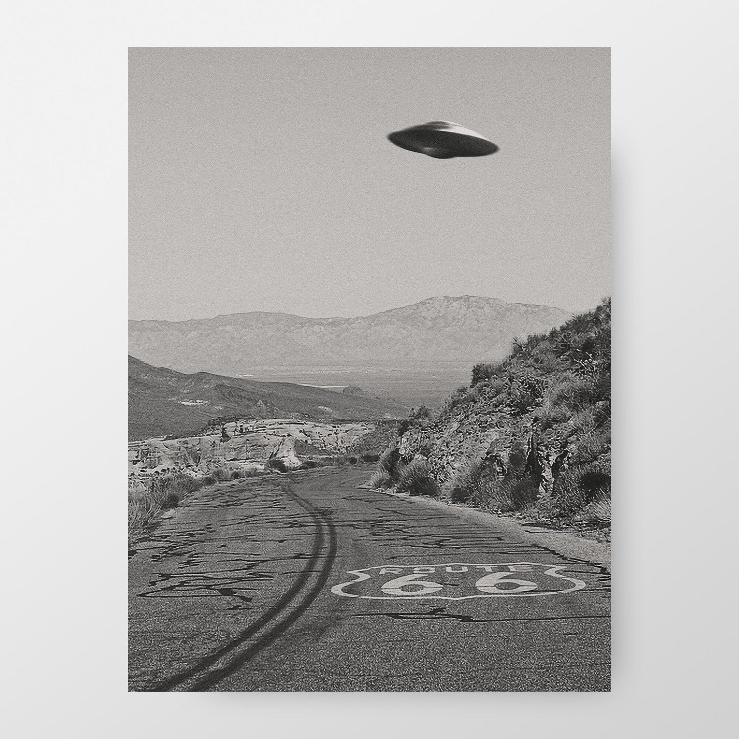 Flying saucer UFO Above Route 66 Poster