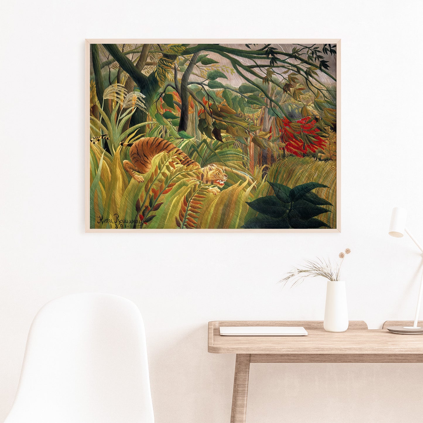 Henri Rousseau's Tiger in a Tropical Storm (1891), Enhanced Reproduction