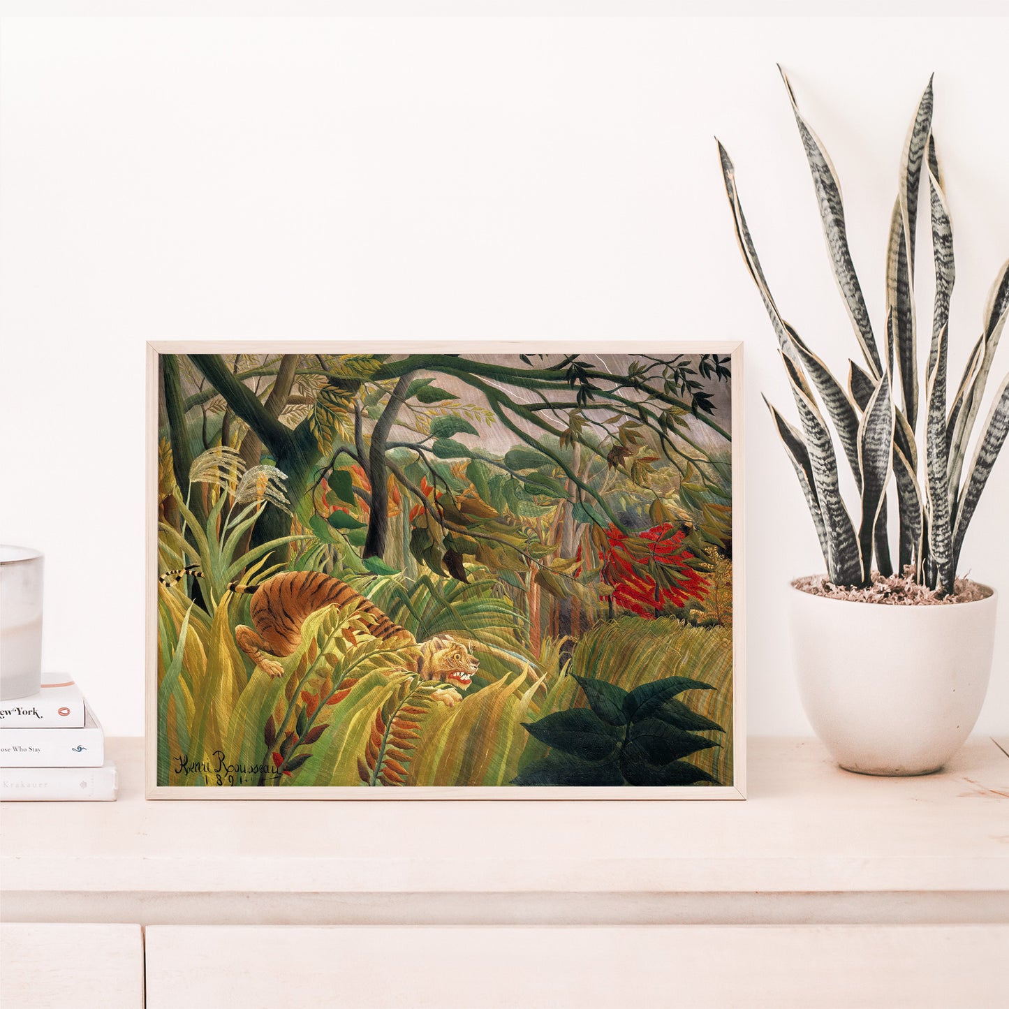 Henri Rousseau's Tiger in a Tropical Storm (1891), Enhanced Reproduction