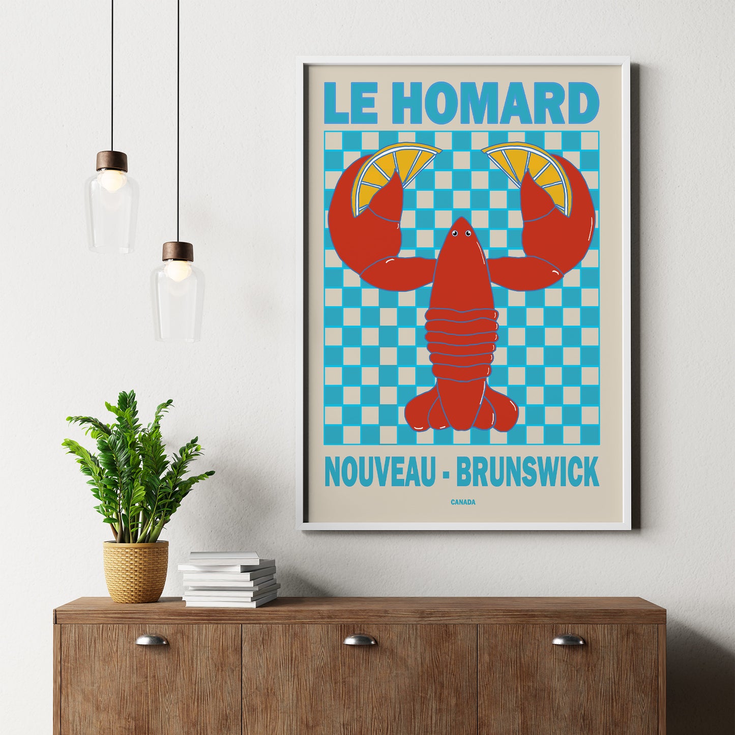 Homard Lobster New Brunswick Retro Poster