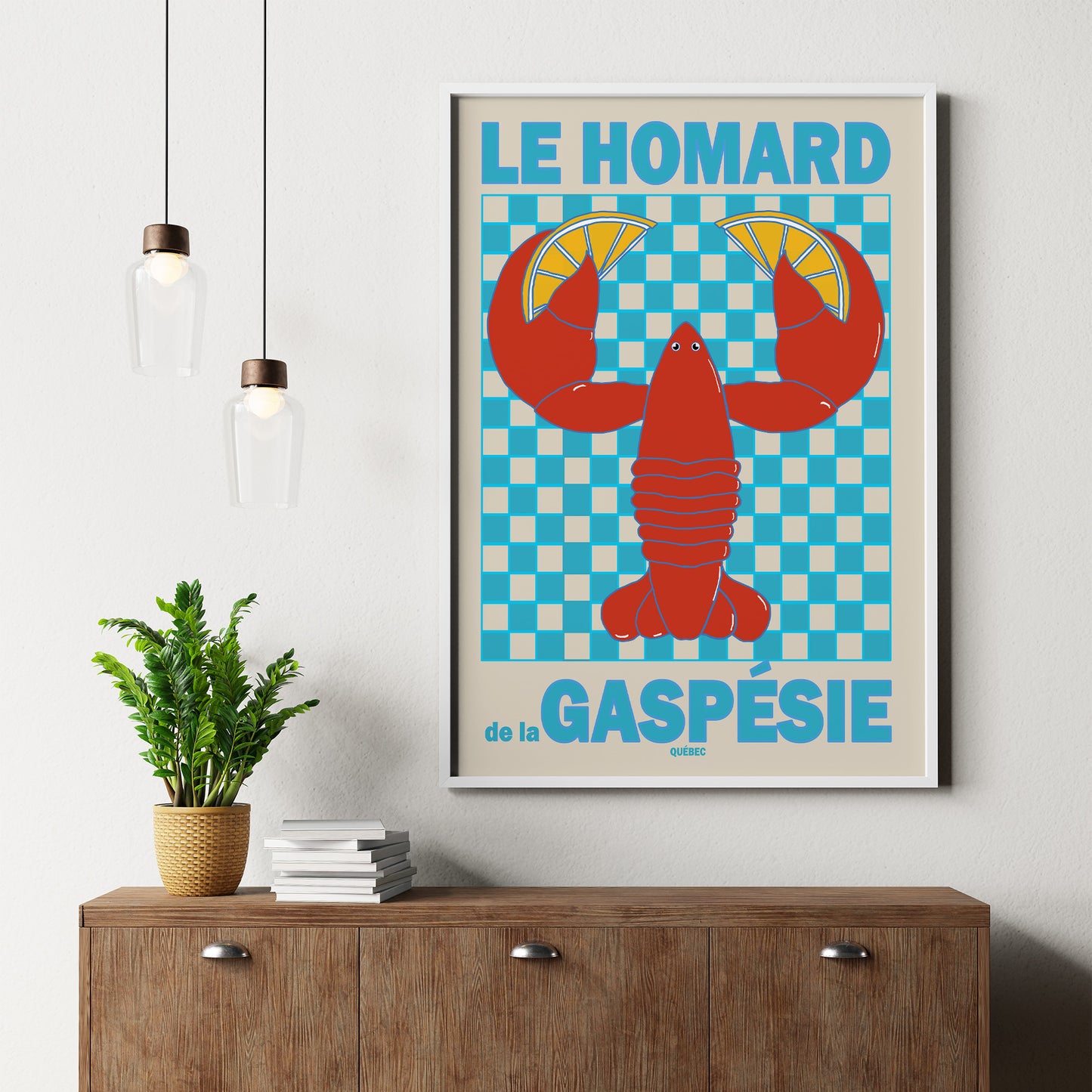 Homard Lobster Gaspésie Québec Retro Poster