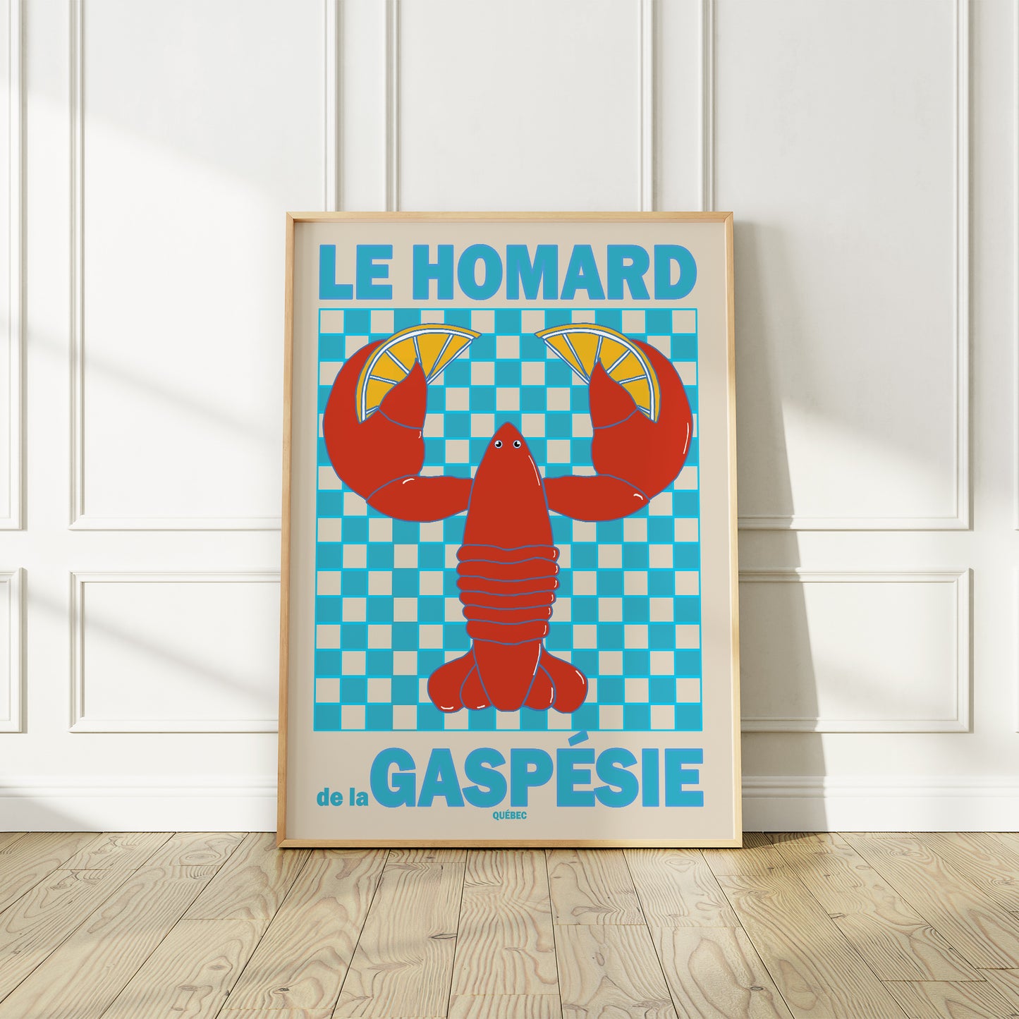 Homard Lobster Gaspésie Québec Retro Poster
