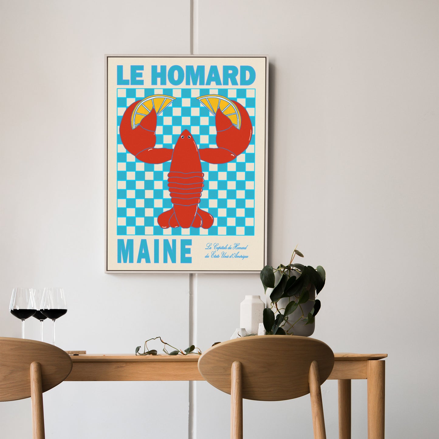 Homard Lobster Maine US State Retro Poster