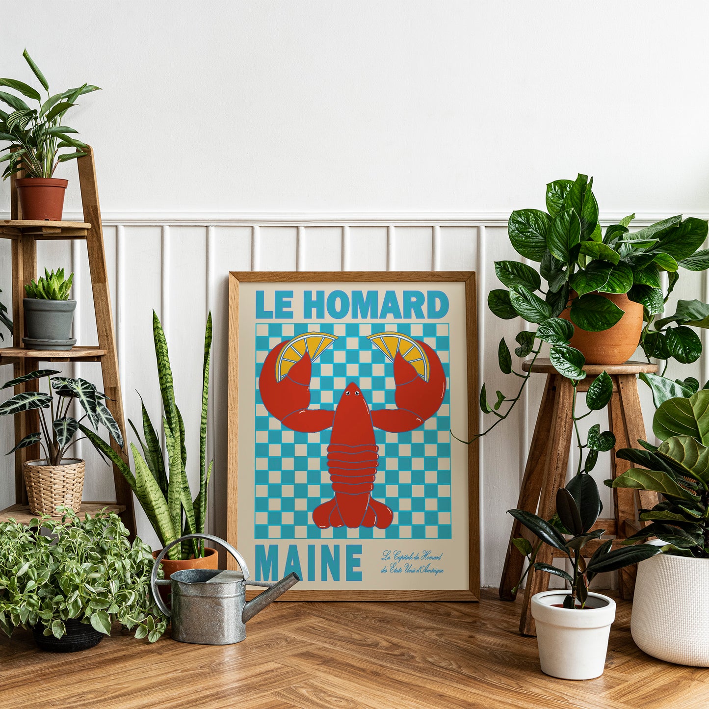 Homard Lobster Maine US State Retro Poster
