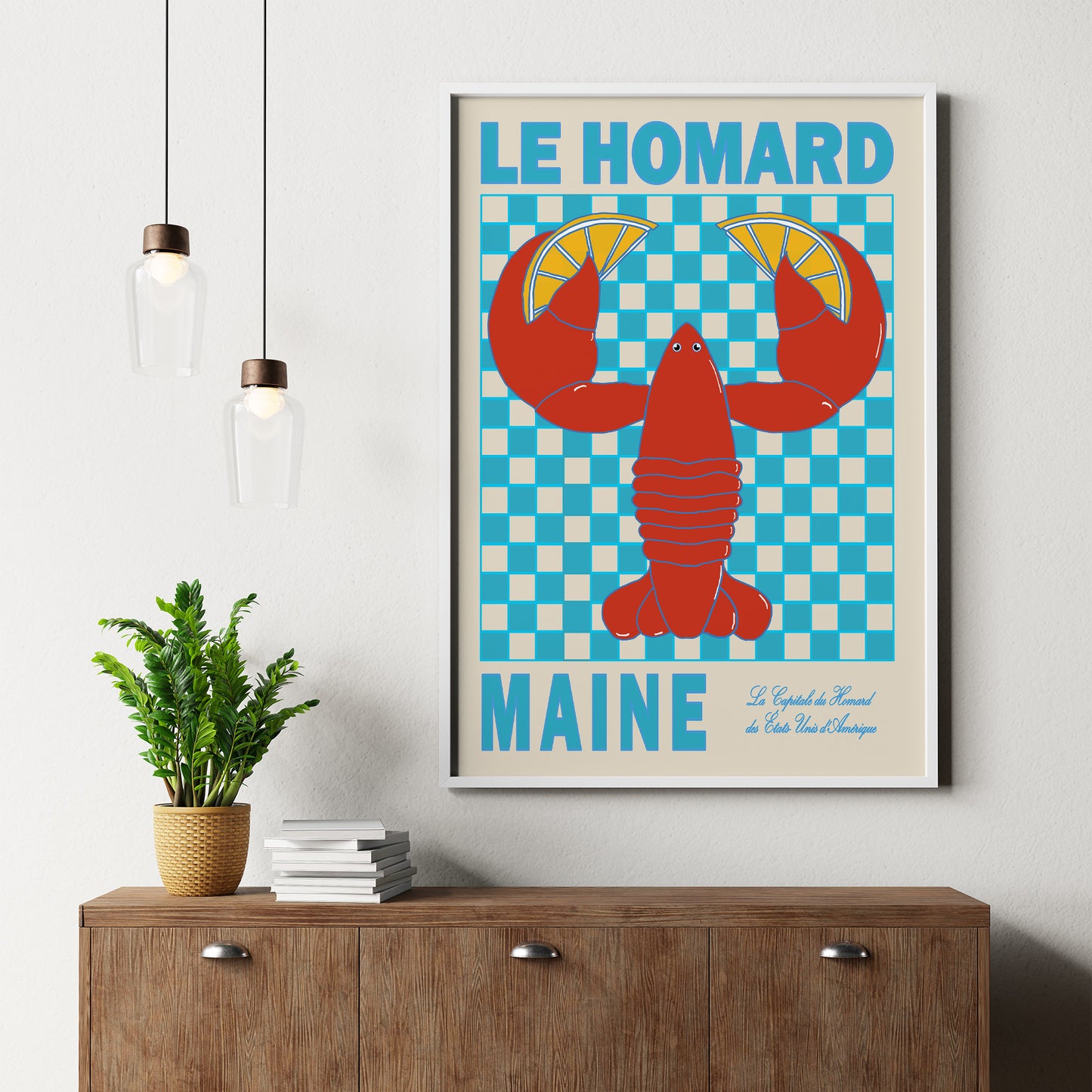 Homard Lobster Maine US State Retro Poster