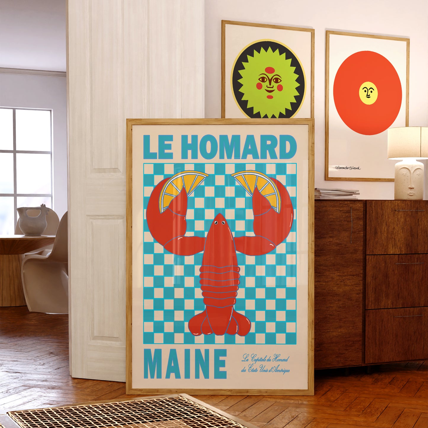 Homard Lobster Maine US State Retro Poster