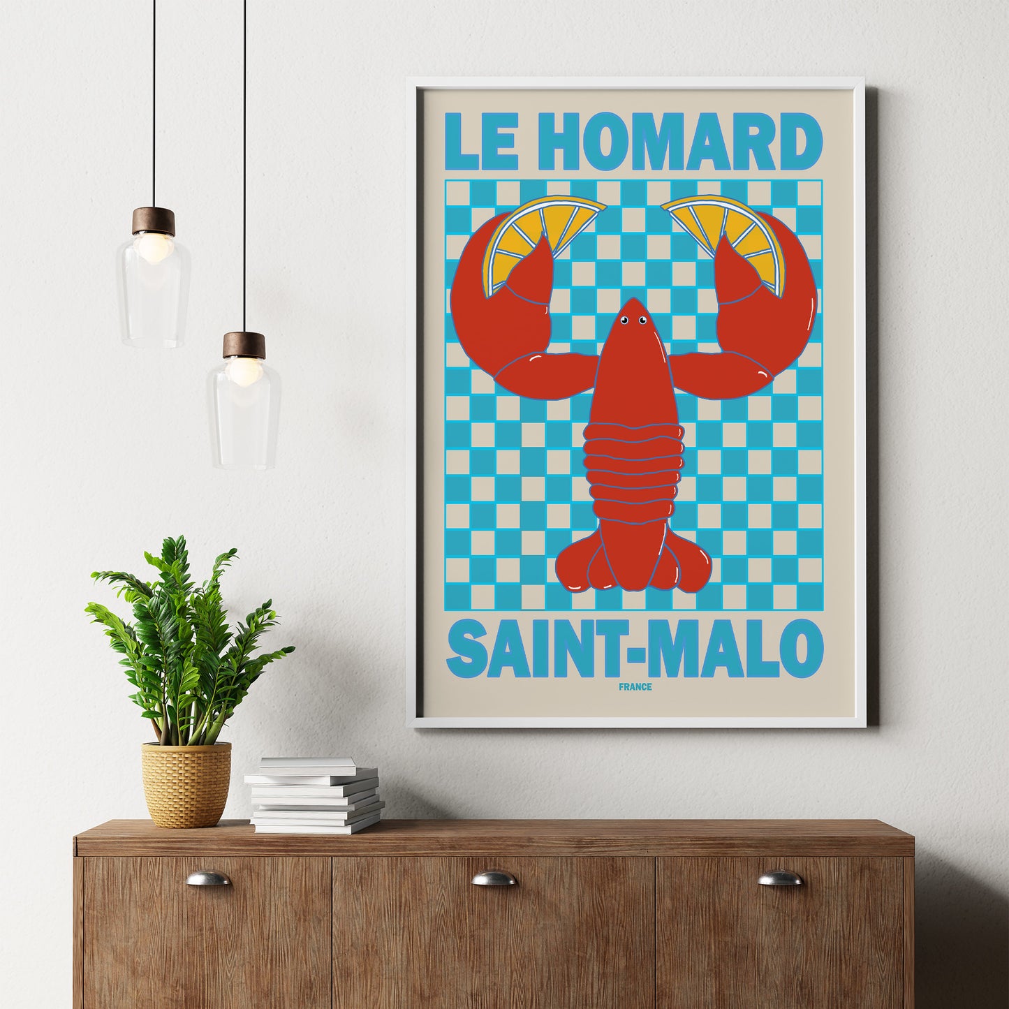 Homard Lobster St-Malo France Retro Poster