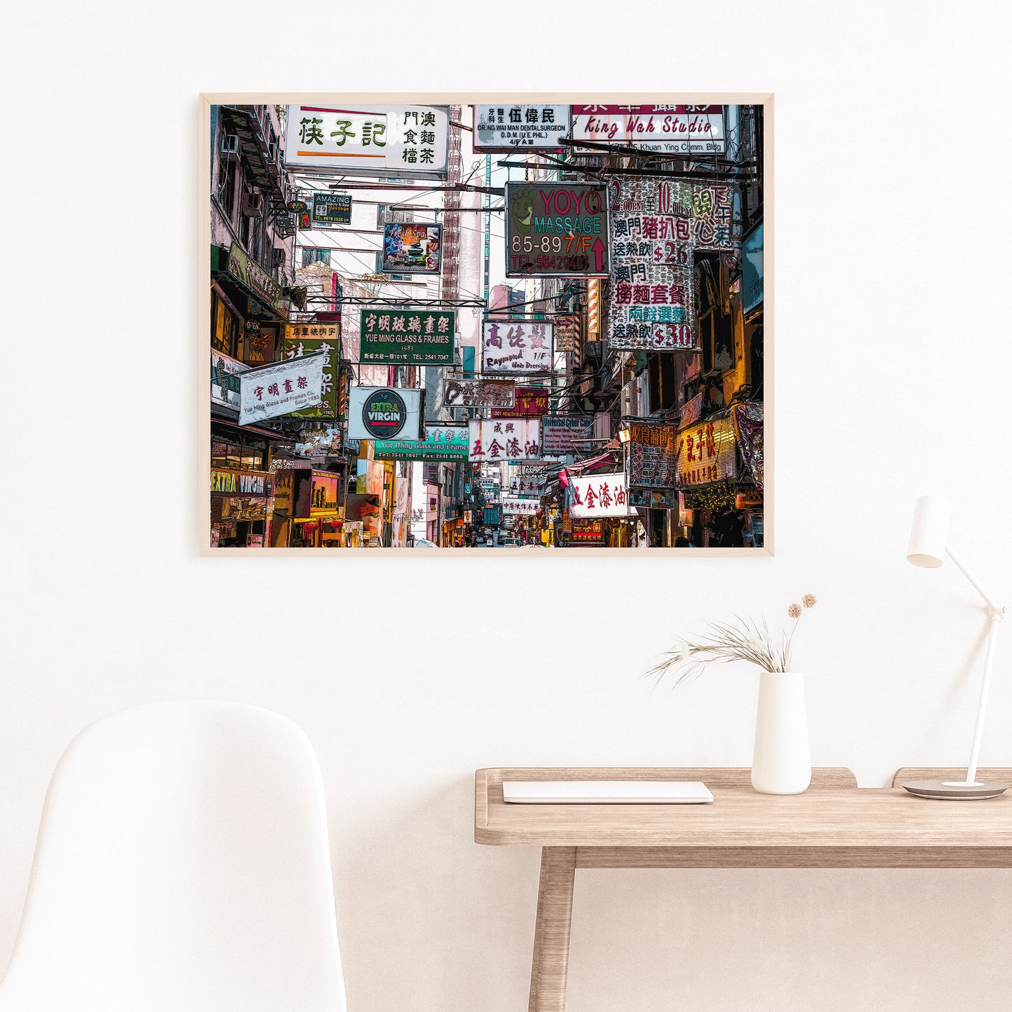 Hong Kong Street Vibrant Art Print
