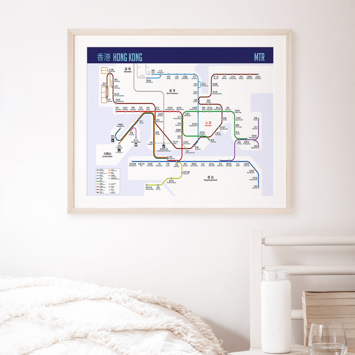 Hong Kong Subway MTR Map Poster