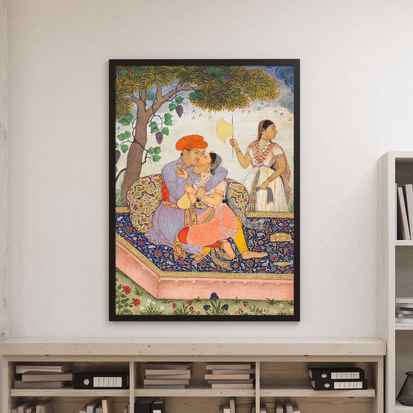 India Vintage 1630 Art Print, Lovers Embracing