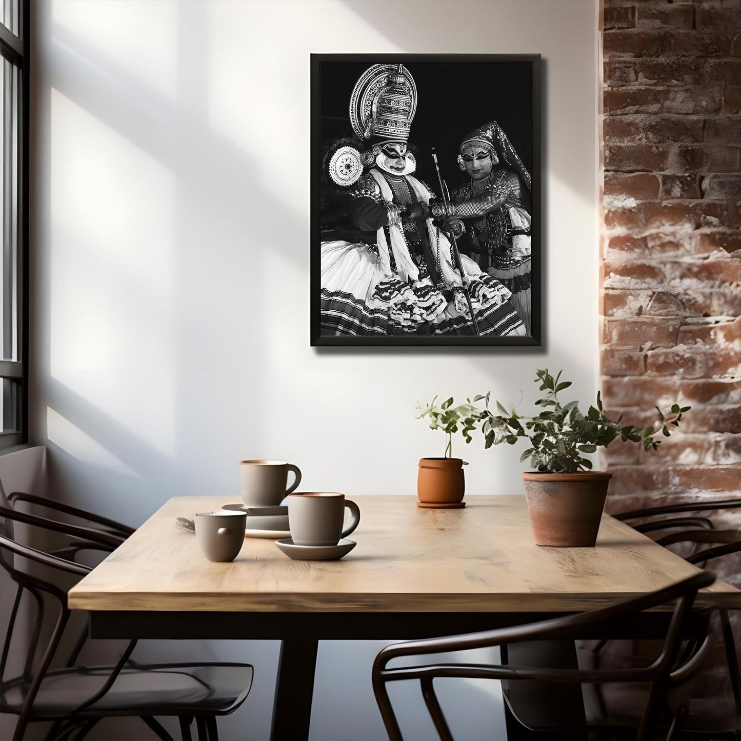 Traditional South India Kathakali Black and White Poster