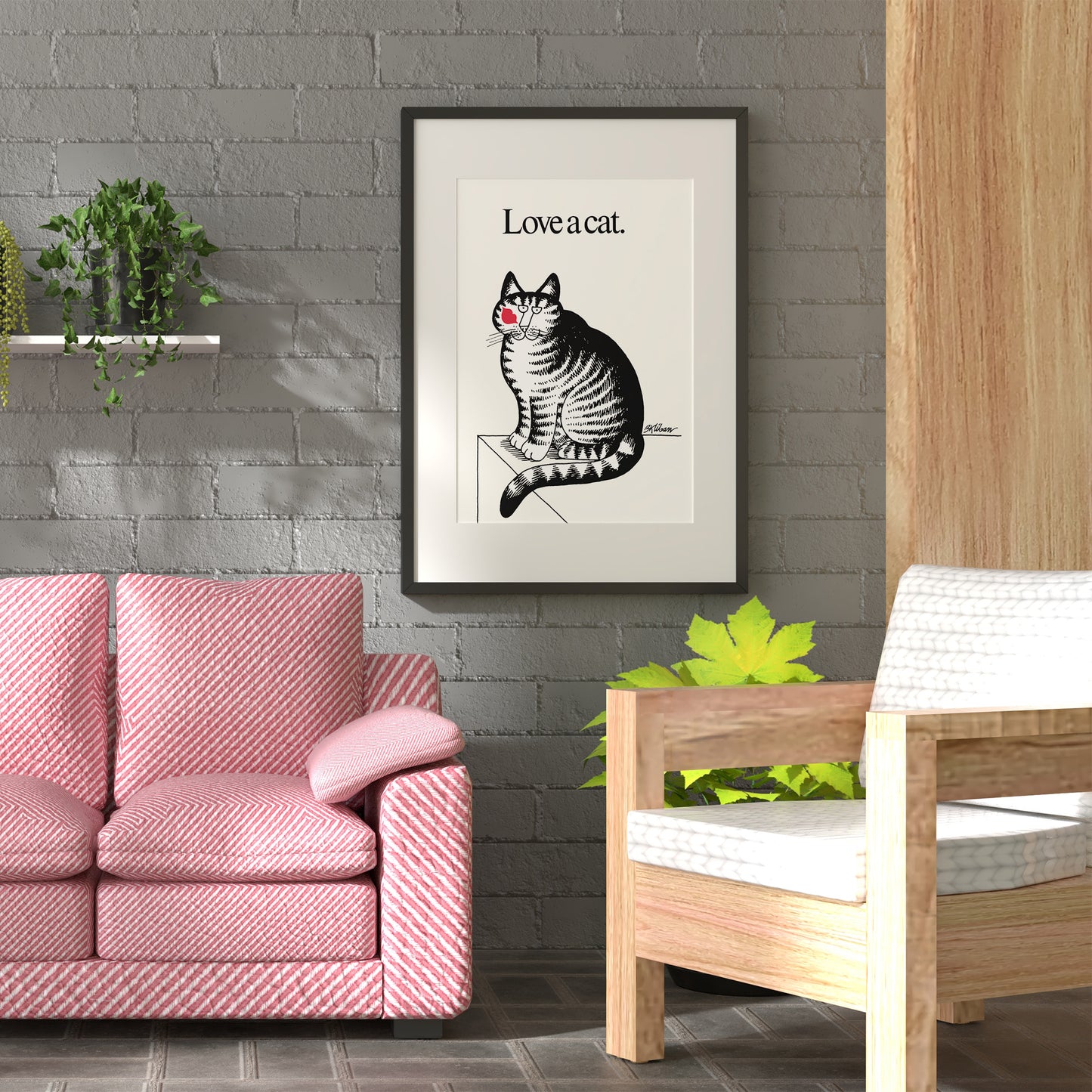 Love a Cat Art Print by Bernard Kliban, 1977