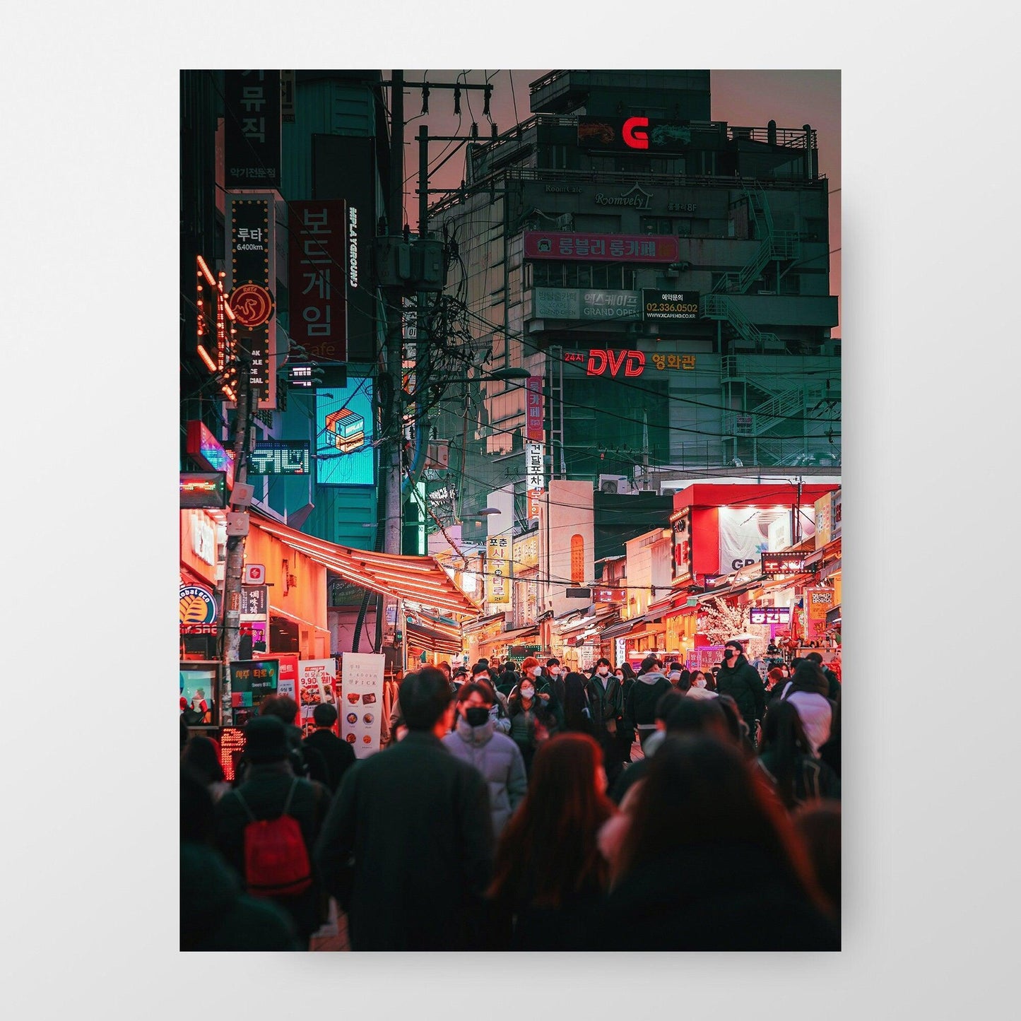 Seoul at night, Vibrant and Colorful Street Photography Print