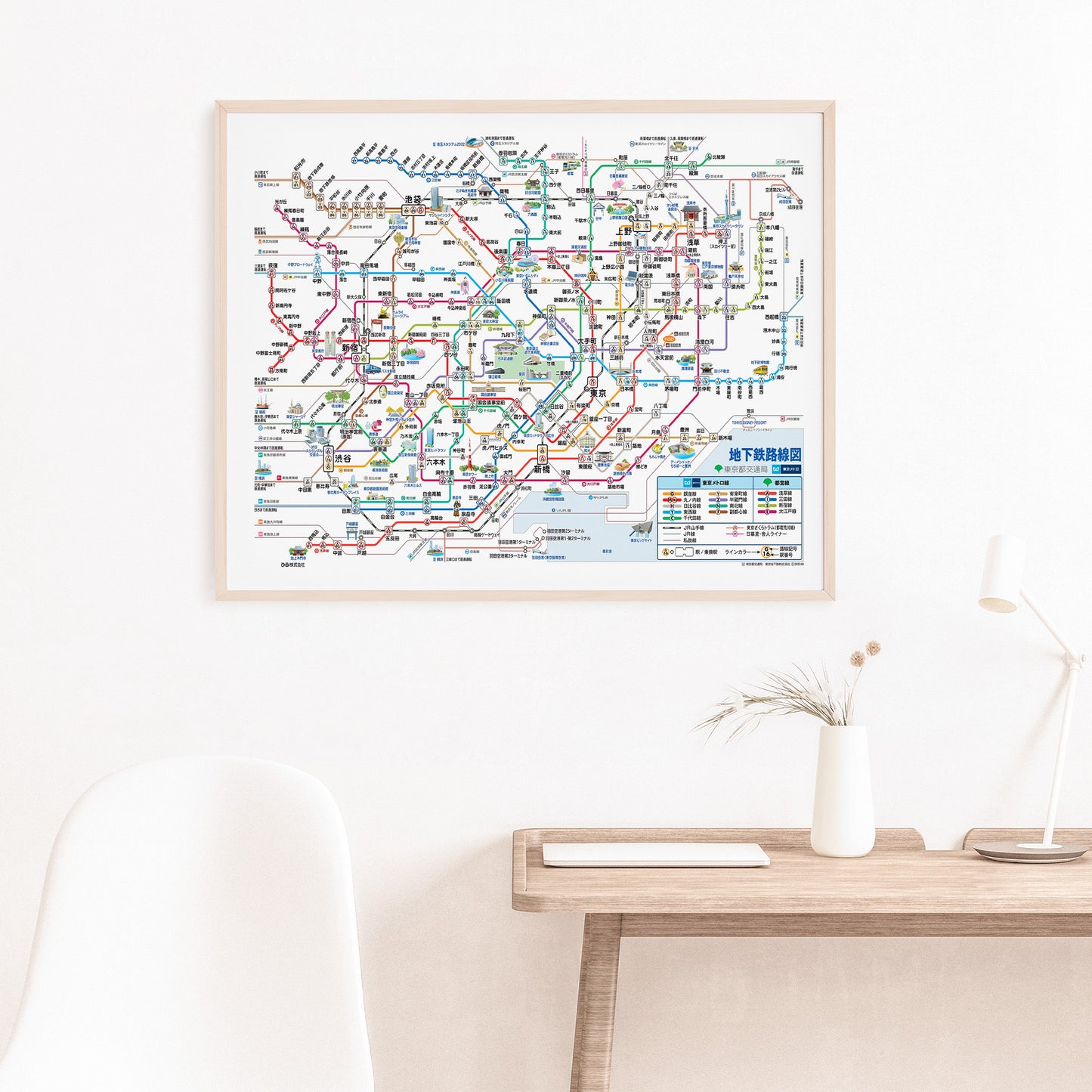 Tokyo Japan Subway Map in Japanese Language Poster
