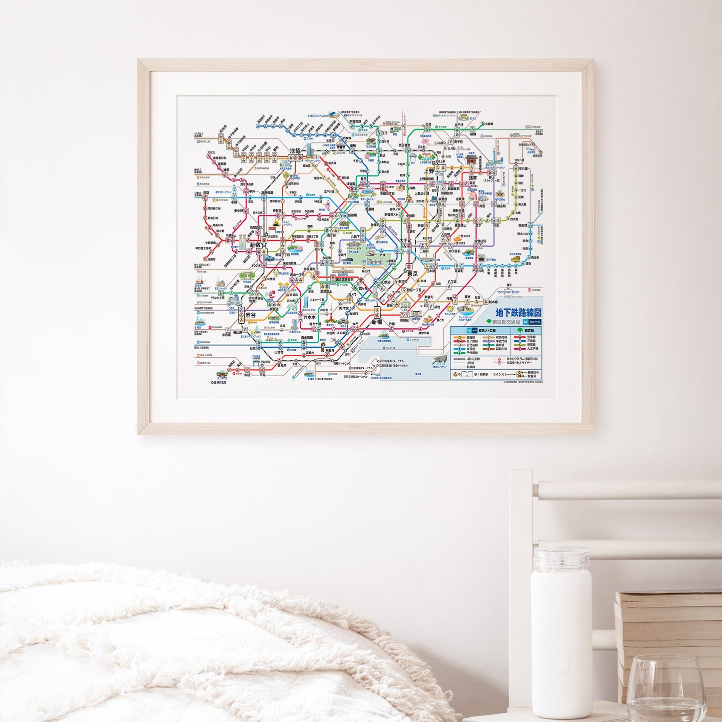 Tokyo Japan Subway Map in Japanese Language Poster