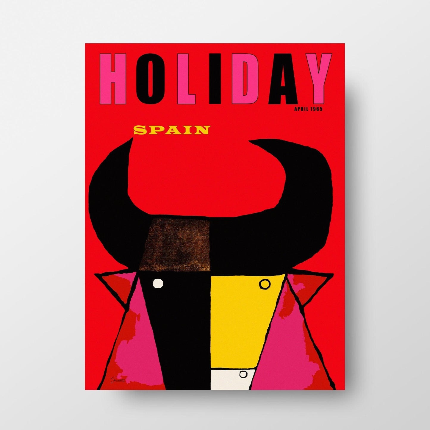Vintage Art Magazine Cover Poster, 1965 Holiday Spain by George Giusti