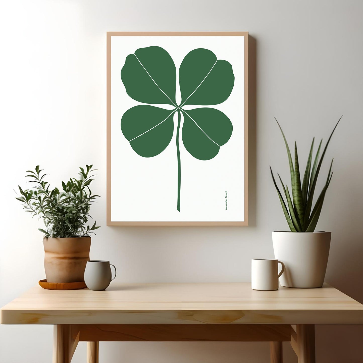 Mid-Century Modern Art Print Inspired by Alexander Girard, Green clover Poster Poster Print Gang