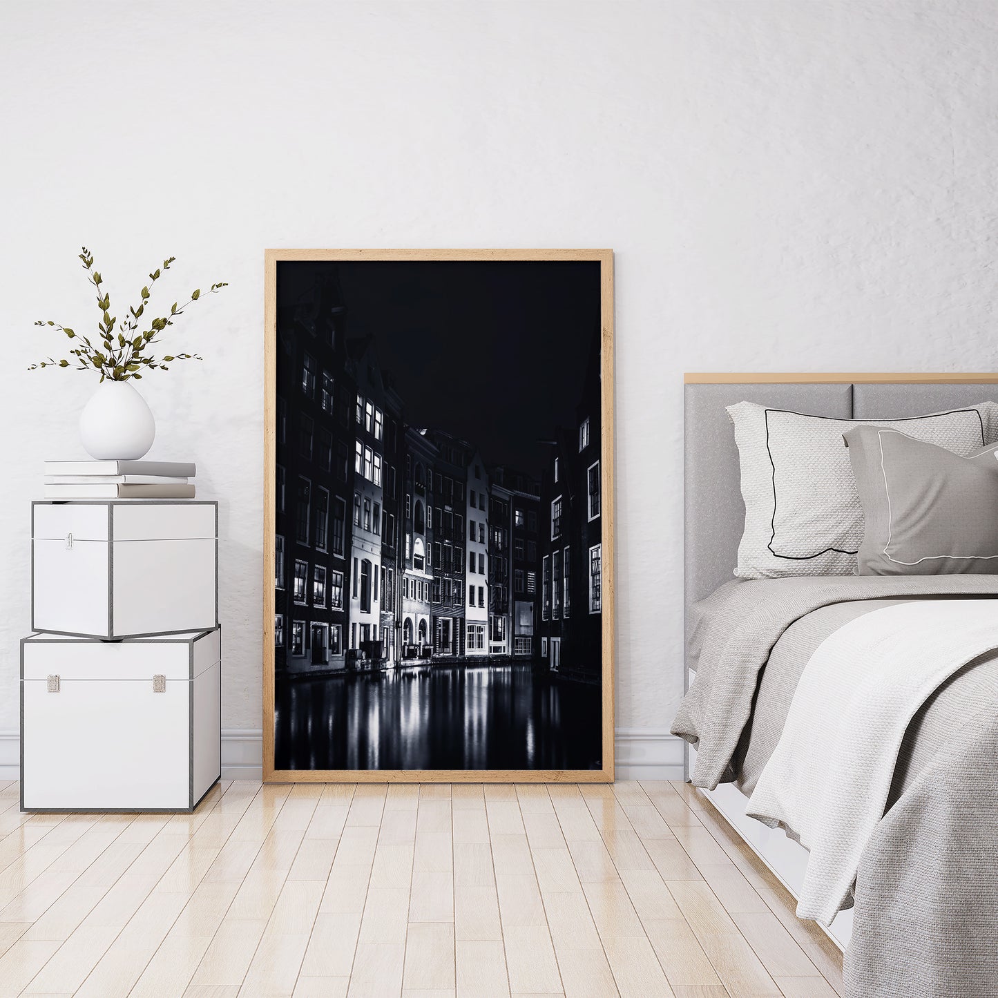 Canaux d’Amsterdam, impression photographie noir et blanc