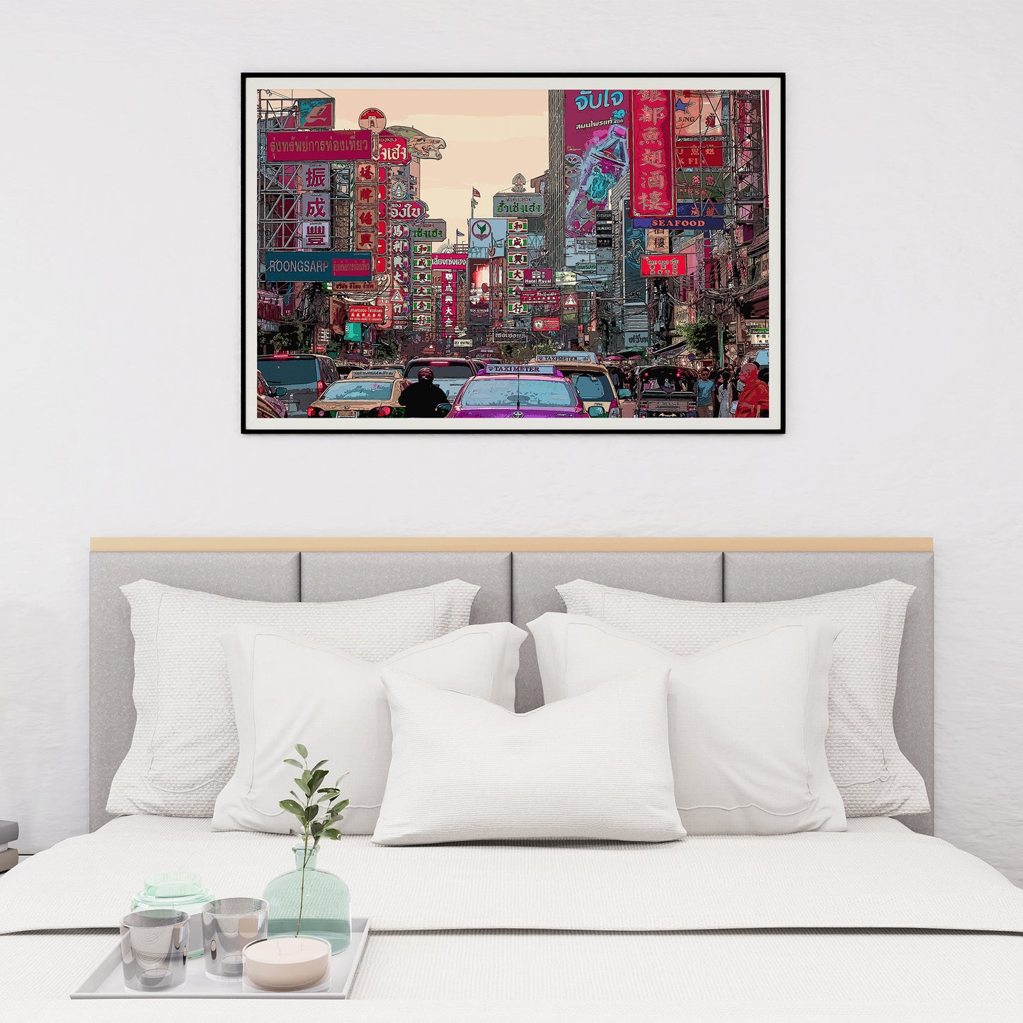 Bangkok Thaïlande Art Print, peinture numérique vibrante à partir d’une photo