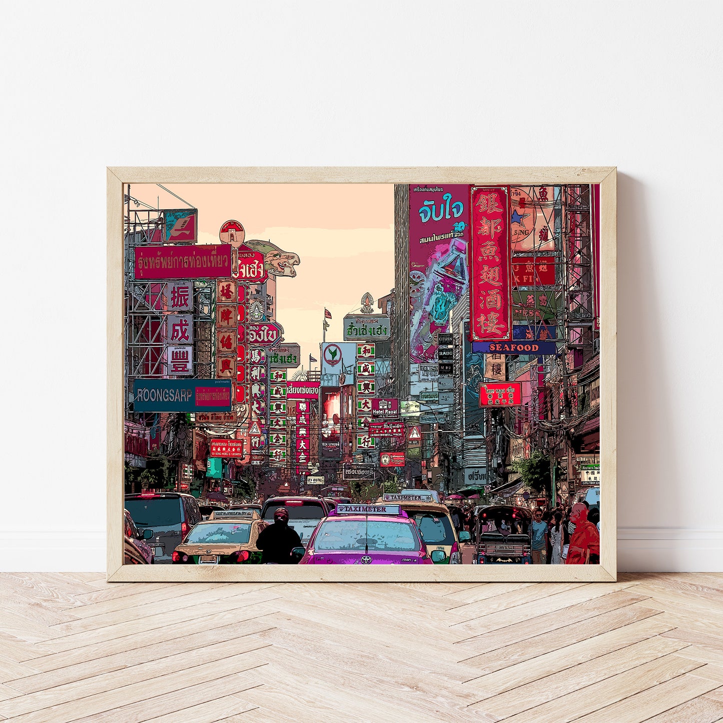 Bangkok Thaïlande Art Print, peinture numérique vibrante à partir d’une photo