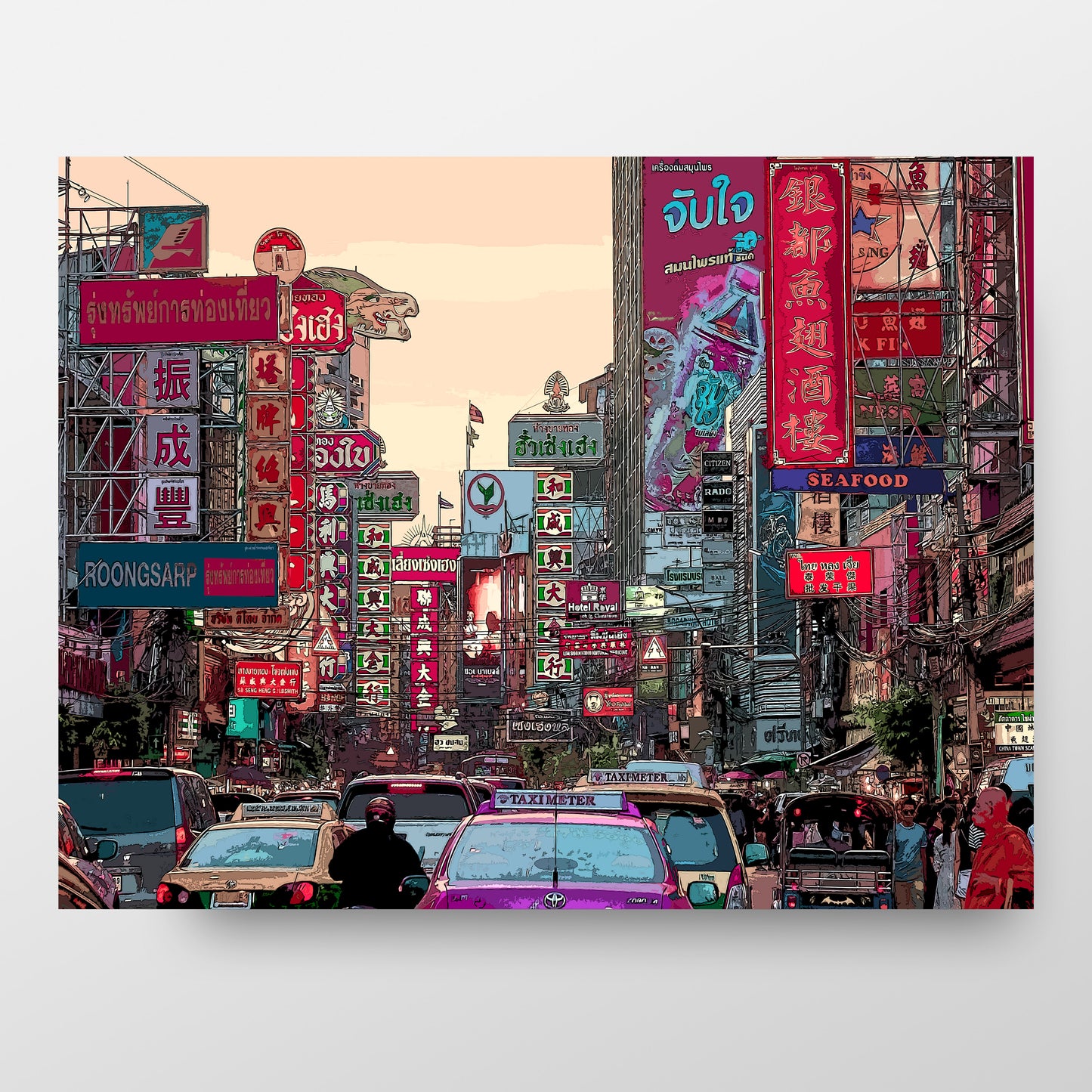 Bangkok Thaïlande Art Print, peinture numérique vibrante à partir d’une photo