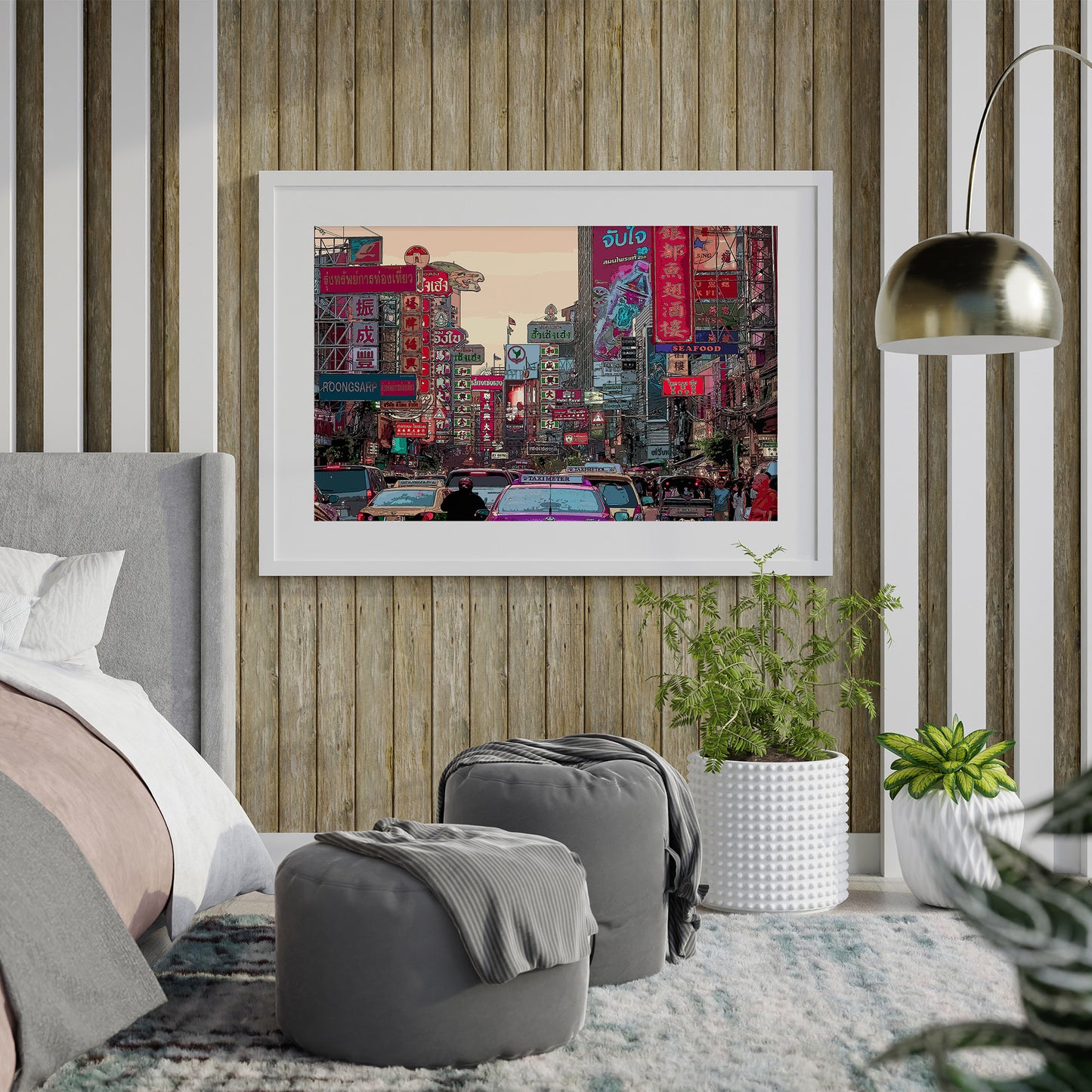 Bangkok Thaïlande Art Print, peinture numérique vibrante à partir d’une photo