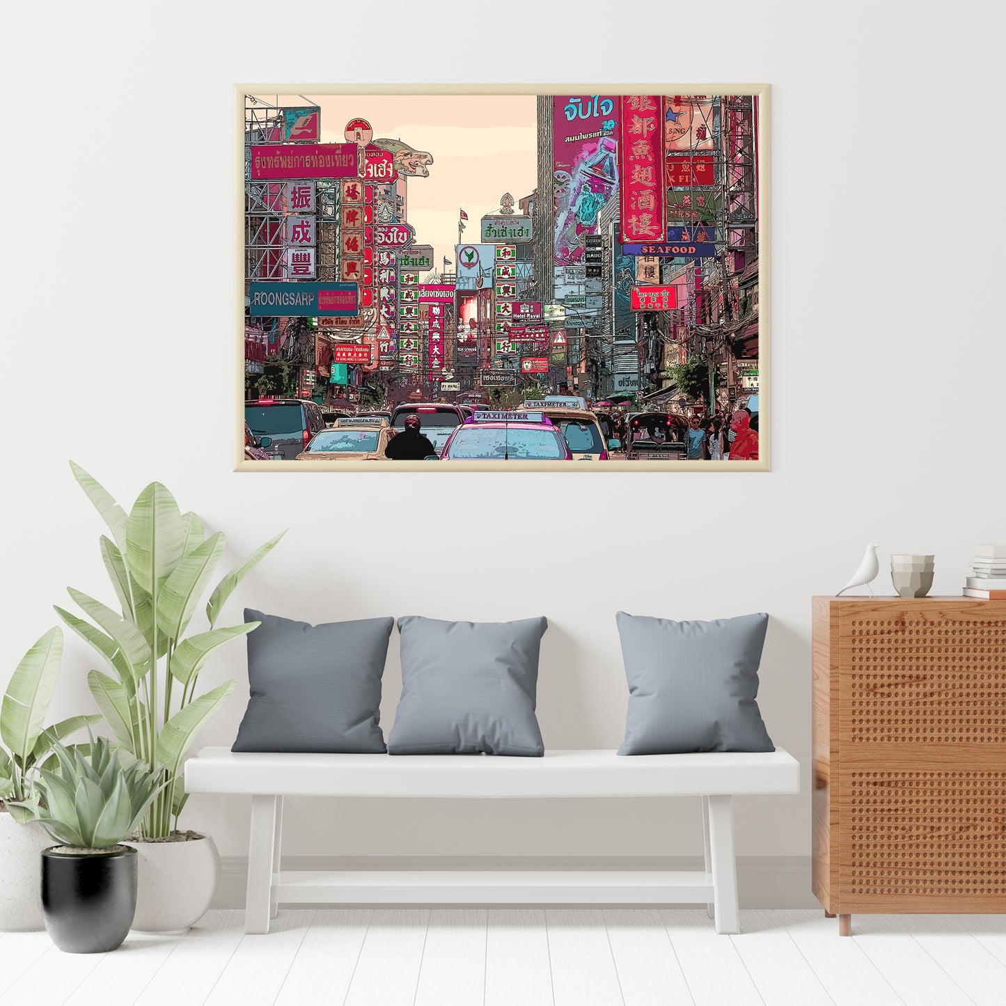 Bangkok Thaïlande Art Print, peinture numérique vibrante à partir d’une photo