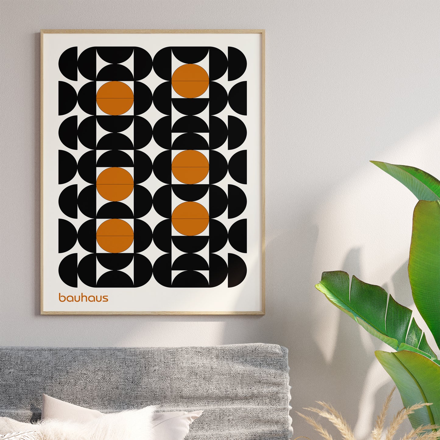 Bauhaus Black and Orange Geometric Shapes Poster