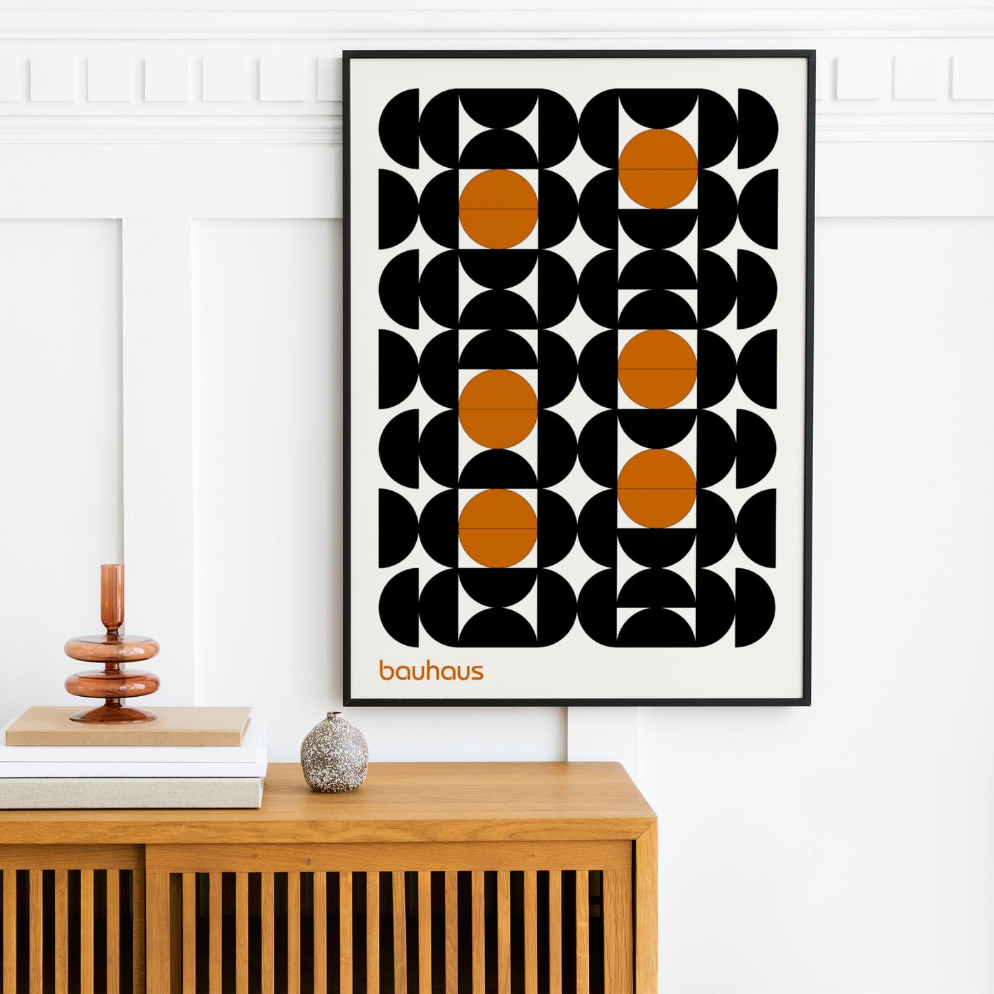 Bauhaus Black and Orange Geometric Shapes Poster