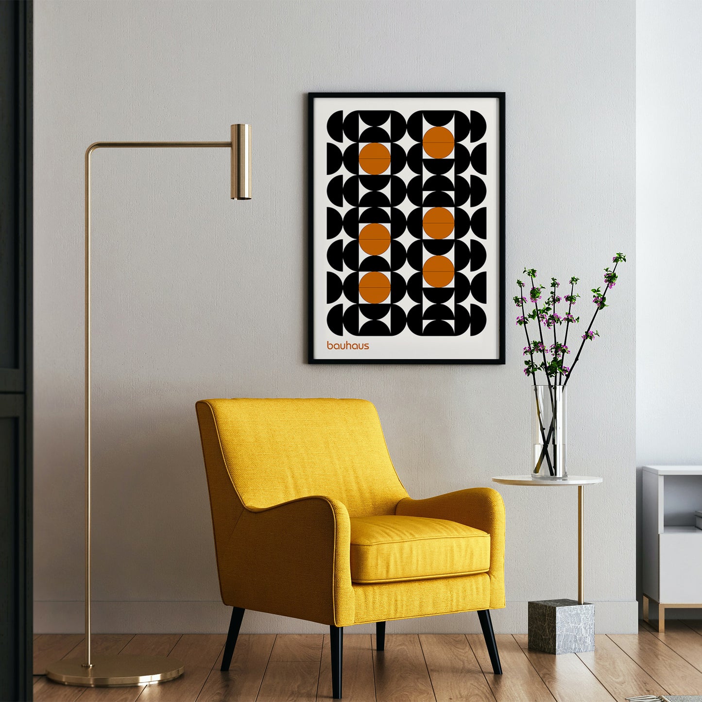Bauhaus Black and Orange Geometric Shapes Poster