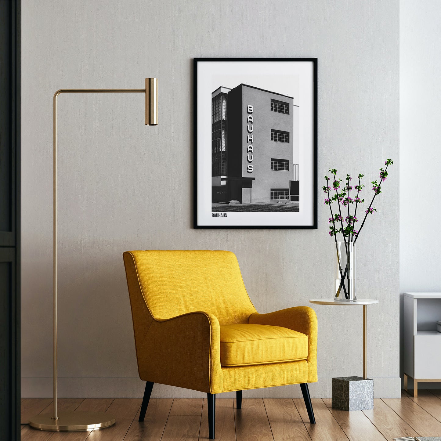 Affiche d'architecture du mouvement Bauhaus | Photographie en noir et blanc