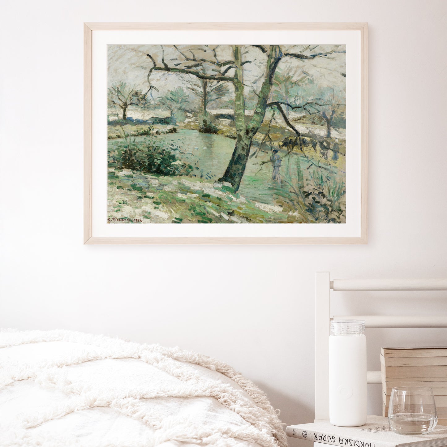 The Montfoucault Pond, (1874) painting in high resolution by Camille Pissarro.