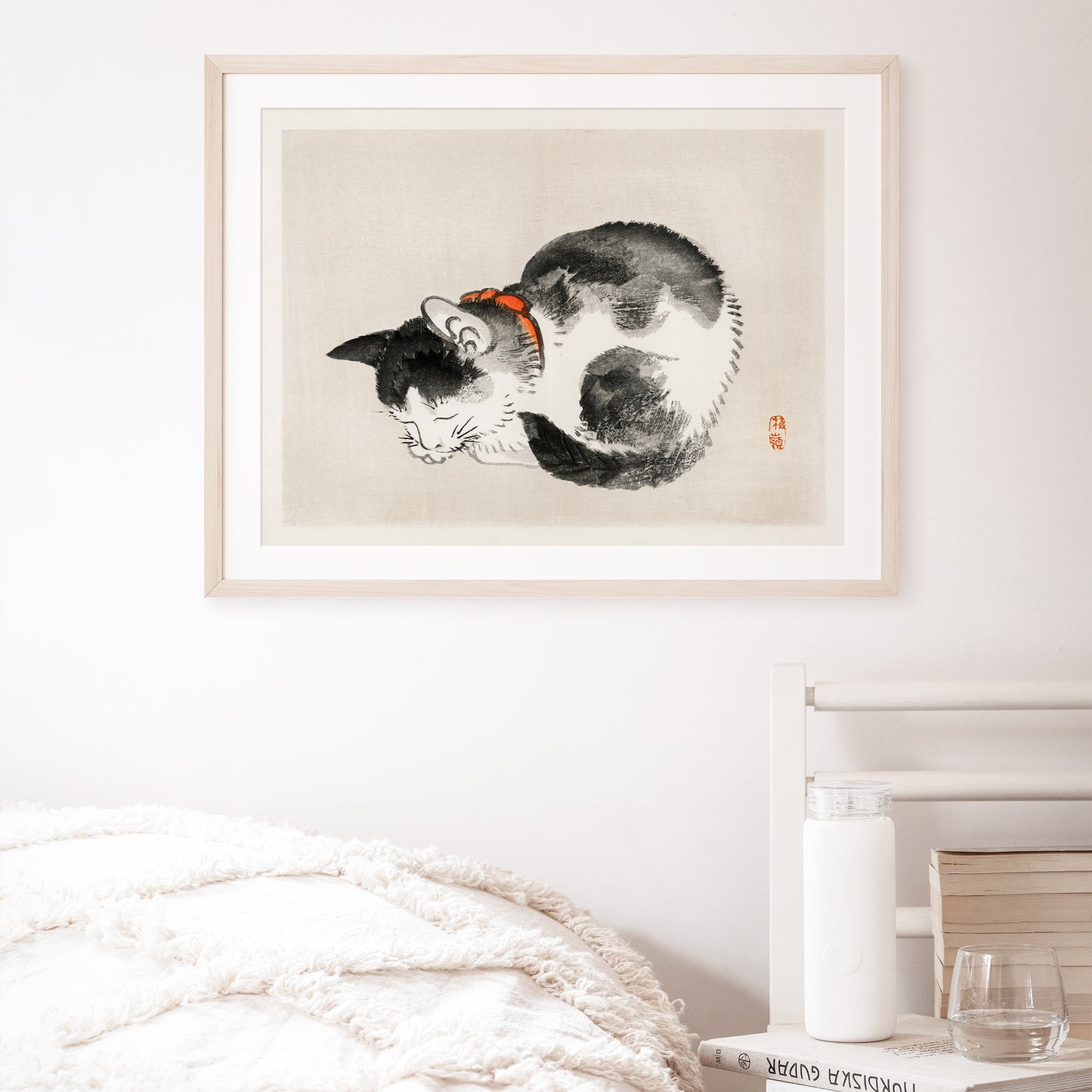 Japanese Vintage Ukiyo-e Art Print "Sleeping cat" by Kōno Bairei