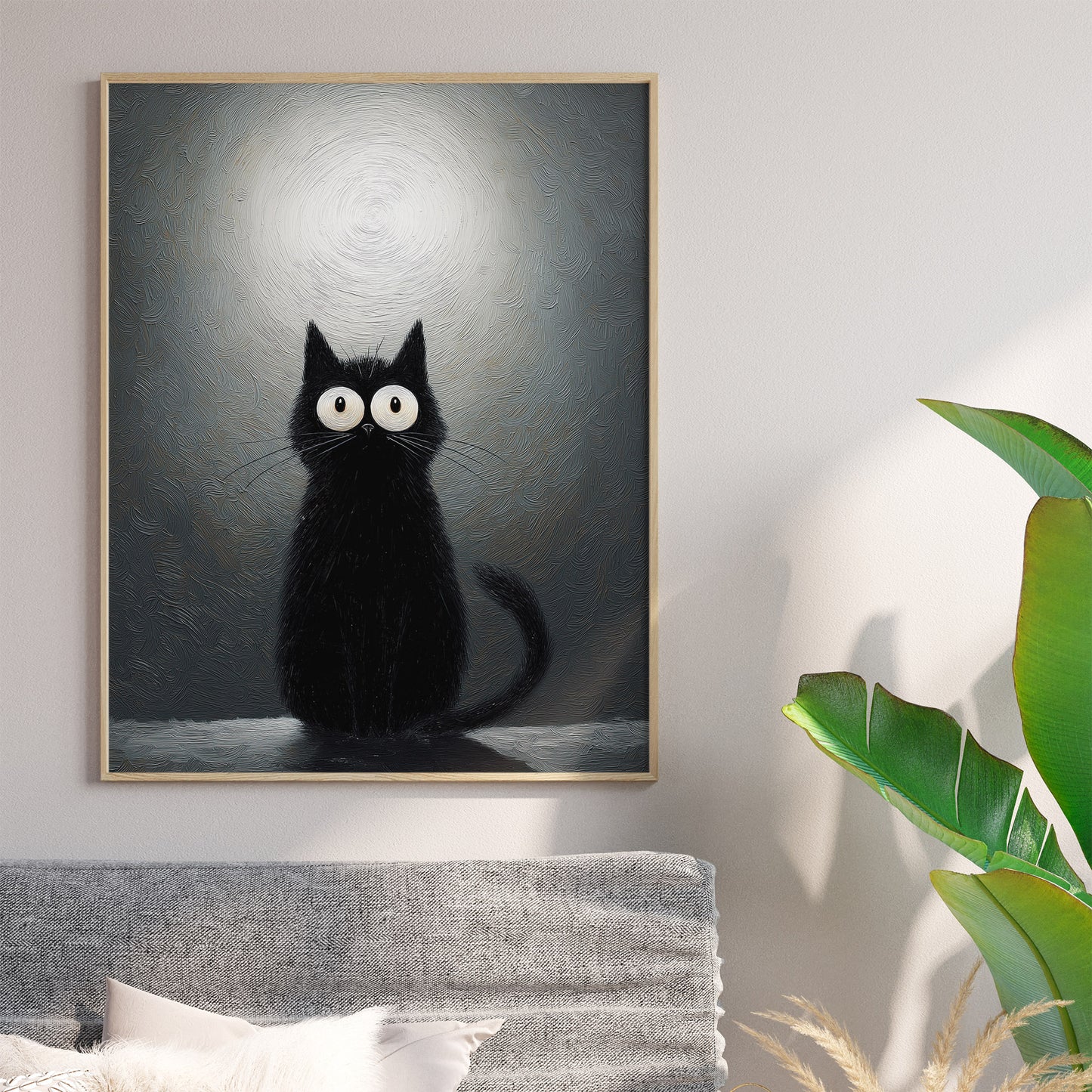 Surreal Abstract Cat Art Print, Oil Painting Style