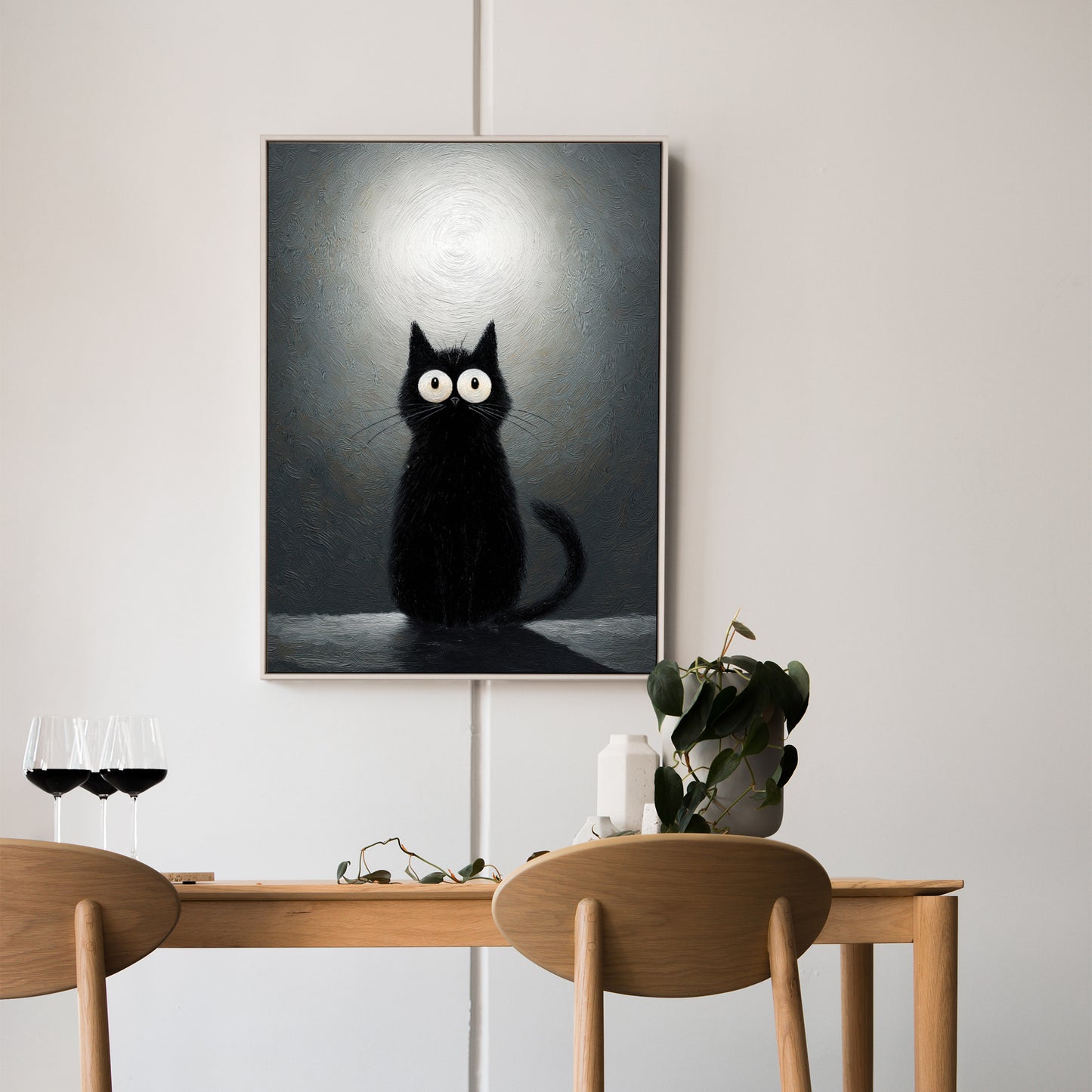 Surreal Abstract Cat Art Print, Oil Painting Style