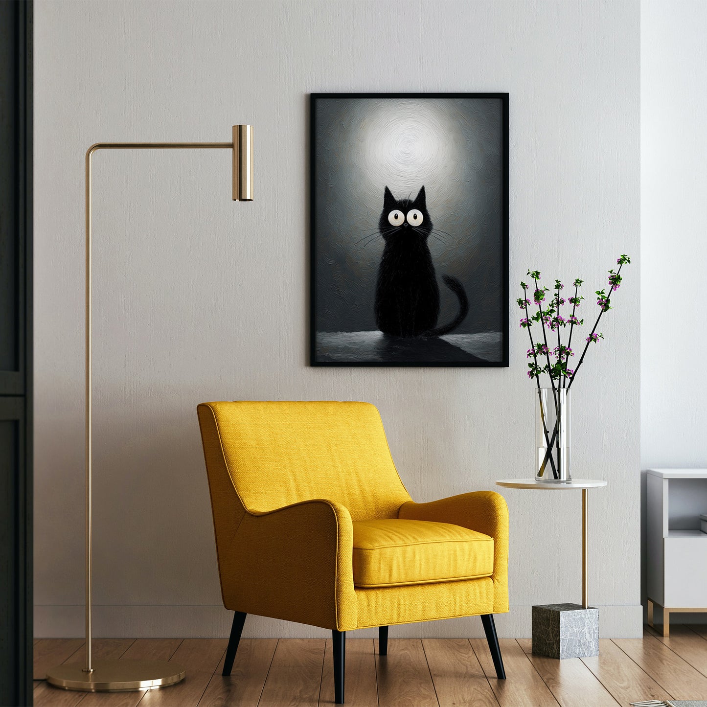 Surreal Abstract Cat Art Print, Oil Painting Style