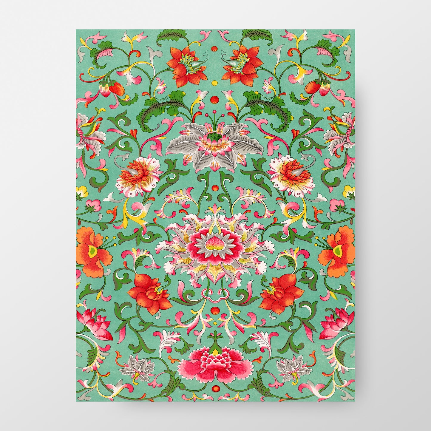 Impression artistique à motifs de fleurs asiatiques colorées et vintage, n° 1