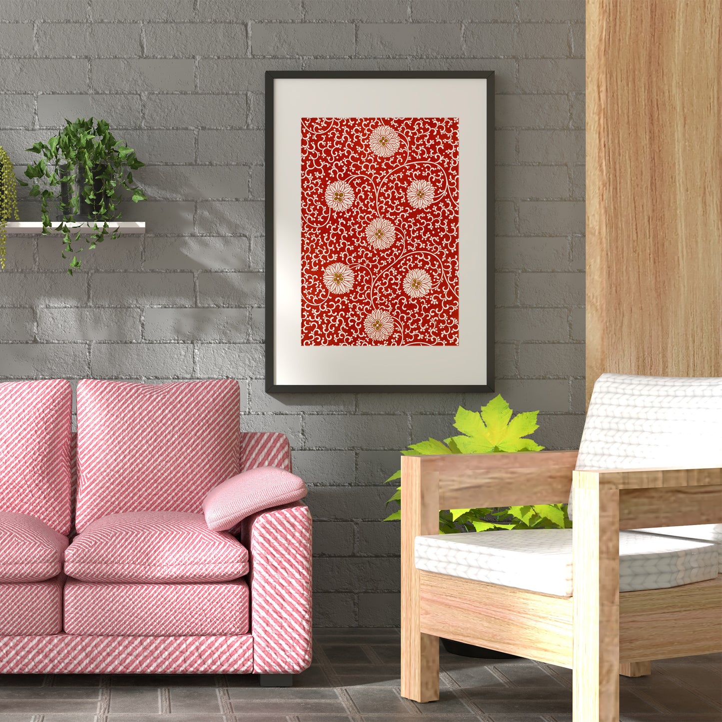 Impression artistique à motifs de fleurs asiatiques colorées et vintage, n° 3