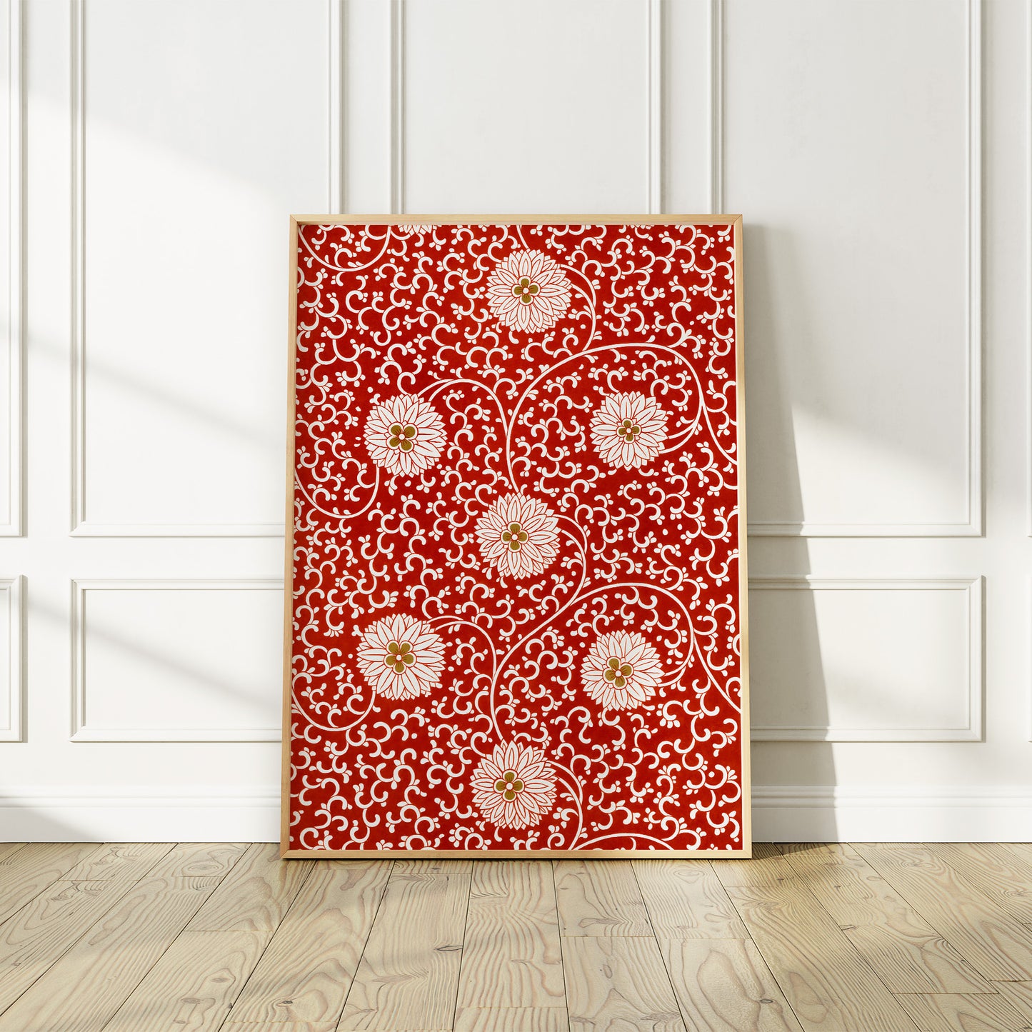 Impression artistique à motifs de fleurs asiatiques colorées et vintage, n° 3