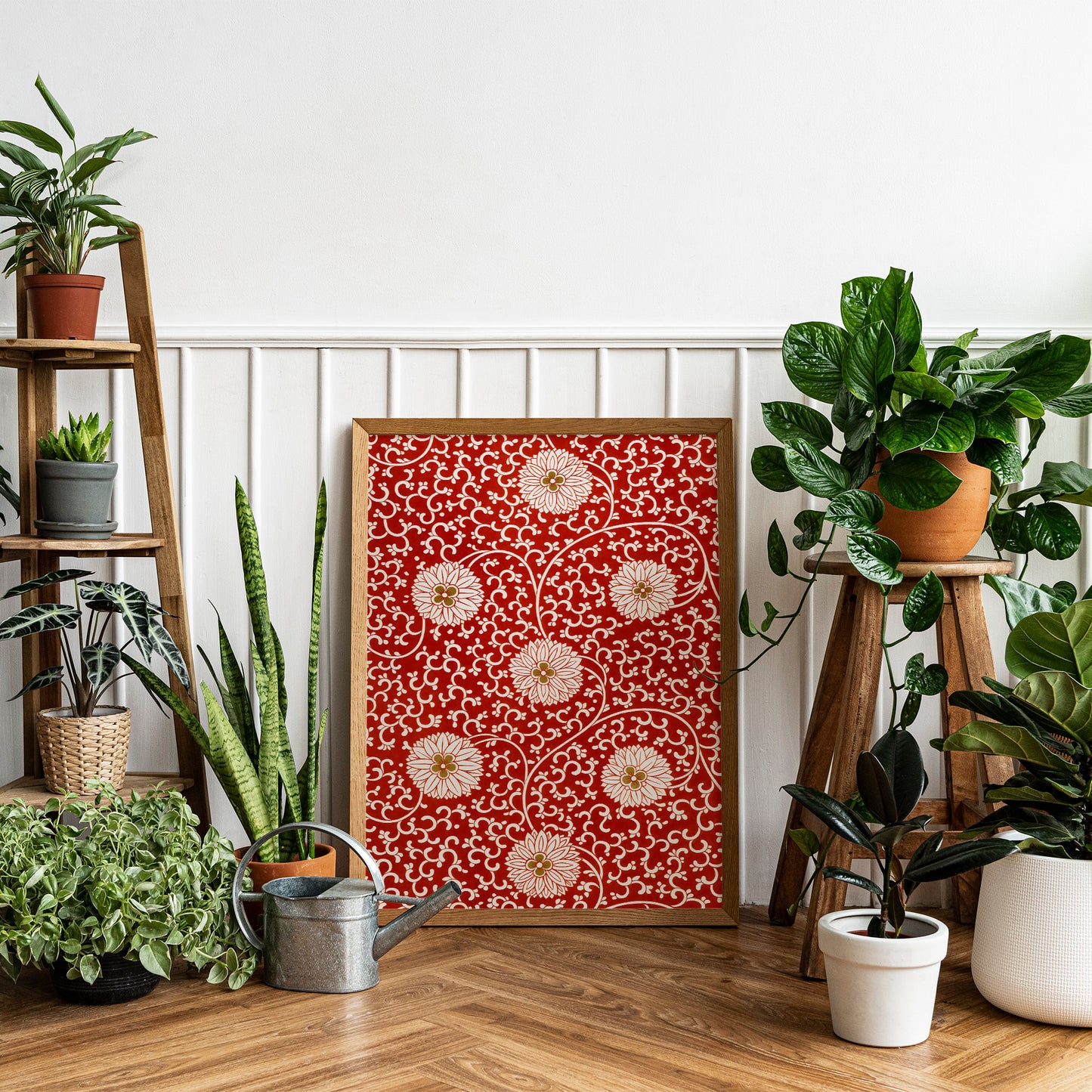 Impression artistique à motifs de fleurs asiatiques colorées et vintage, n° 3