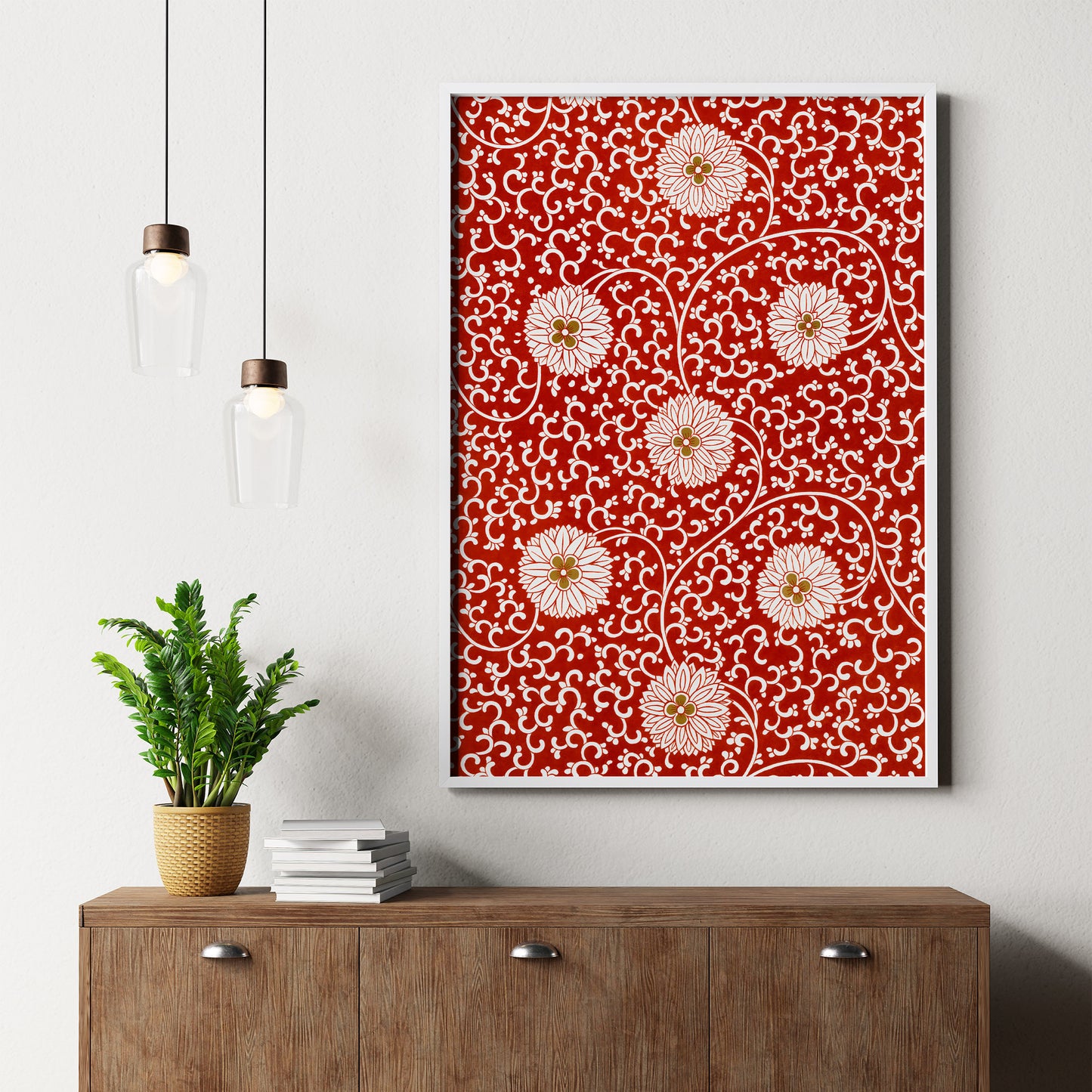 Impression artistique à motifs de fleurs asiatiques colorées et vintage, n° 3