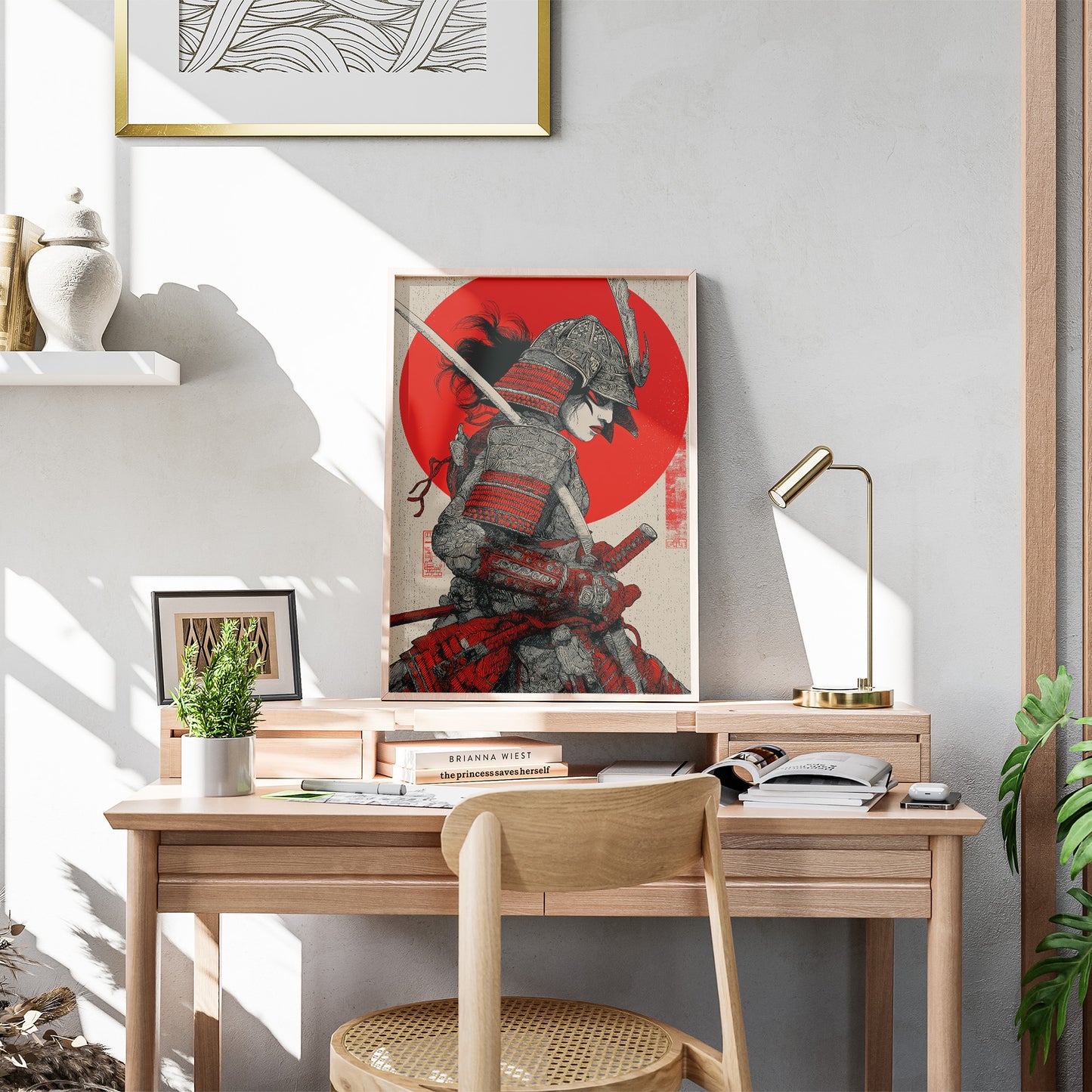 Japanese Geisha Bushido Warrior Art Print