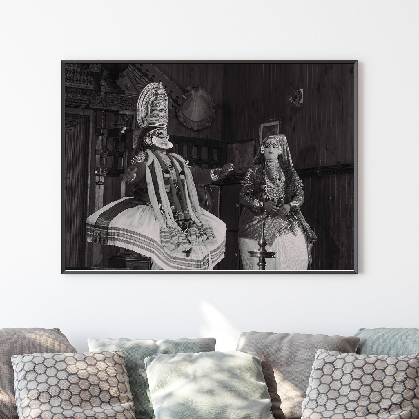 Traditional South India Kathakali Black and White Poster