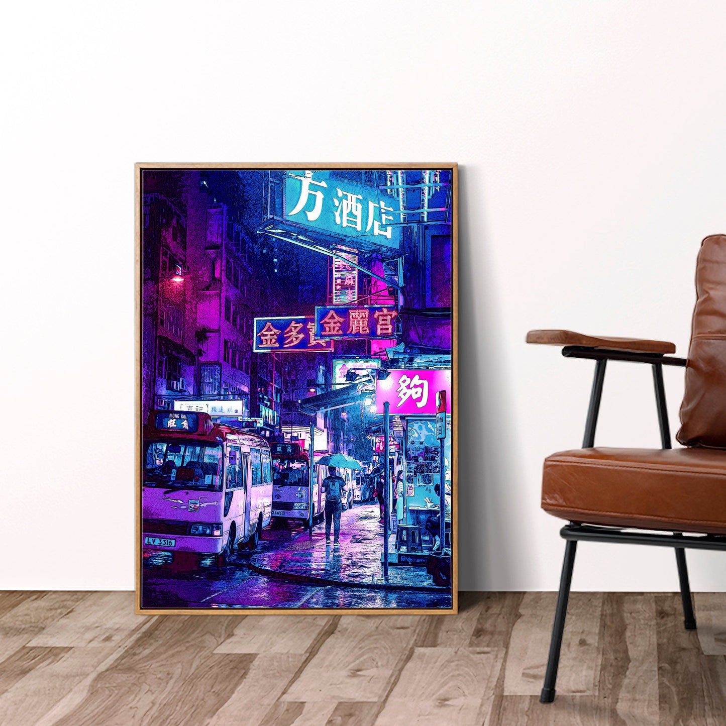 Hong Kong la nuit Cyberpunk Impression artistique