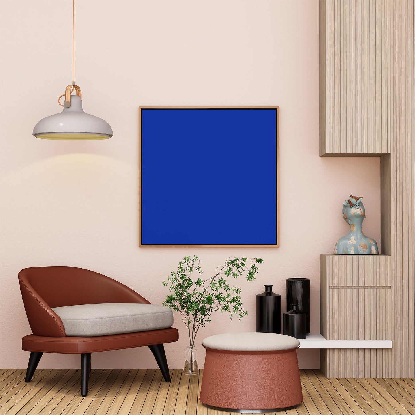 Abstract Blue Monochrome Art Print, Square Size