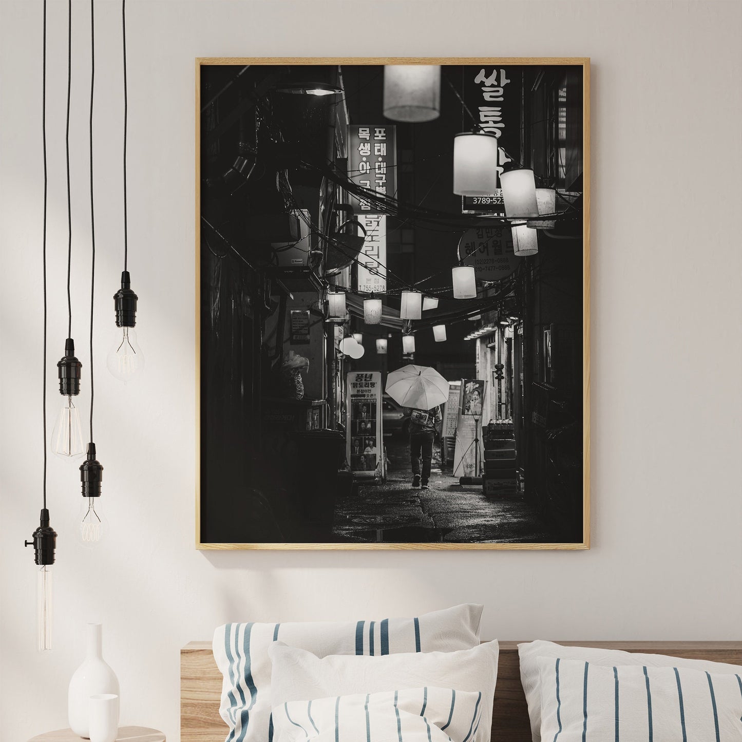 Impression de photographie noir et blanc de Séoul