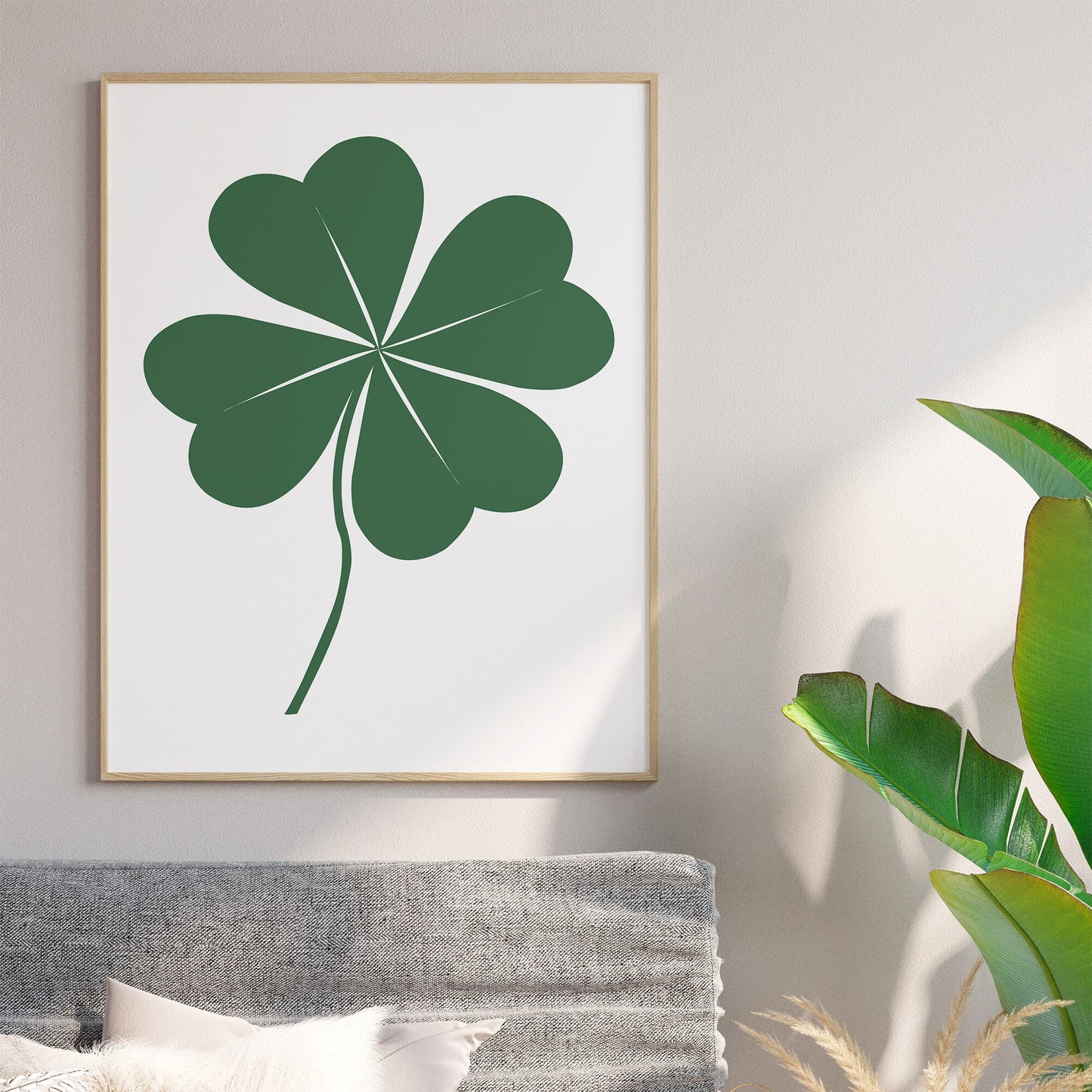 Trèfle à quatre feuilles minimaliste Impression artistique